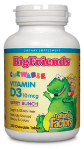 Big Friends® Chewable Vitamin D3 400 IU (10mcg) - Immune Support & Bone Health Supplement for Kids & Adults - Delicious Berry Flavor Gummies - Perfect for Daily Nutrition & Winter Wellness