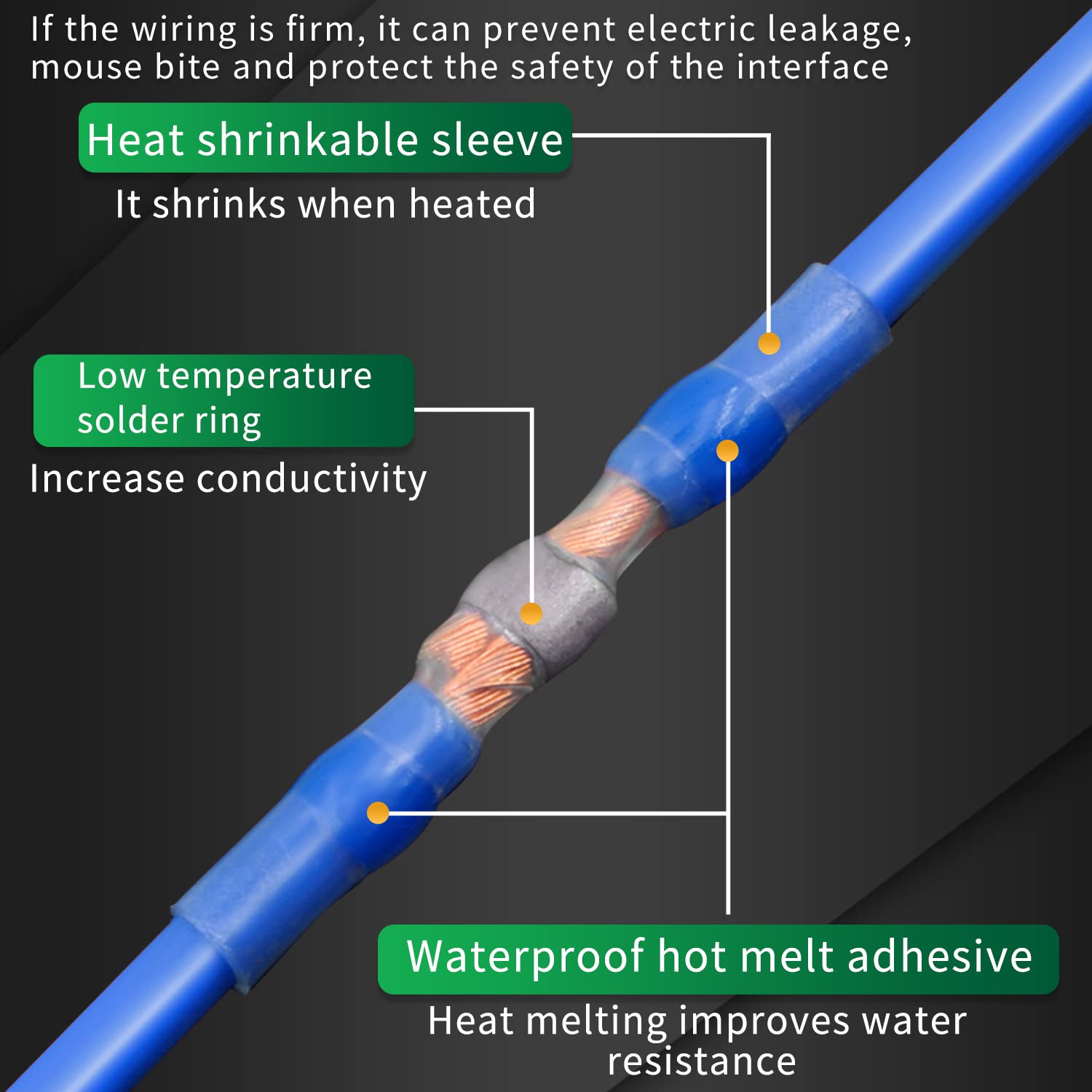16-14 AWG 2:1 Solder Seal Wire Connectors - 100pcs Heat Shrink Butt Terminals for Electrical Wiring | Waterproof & Insulated Crimp Connectors | Ideal for Automotive, Marine & Home Electrical Repairs