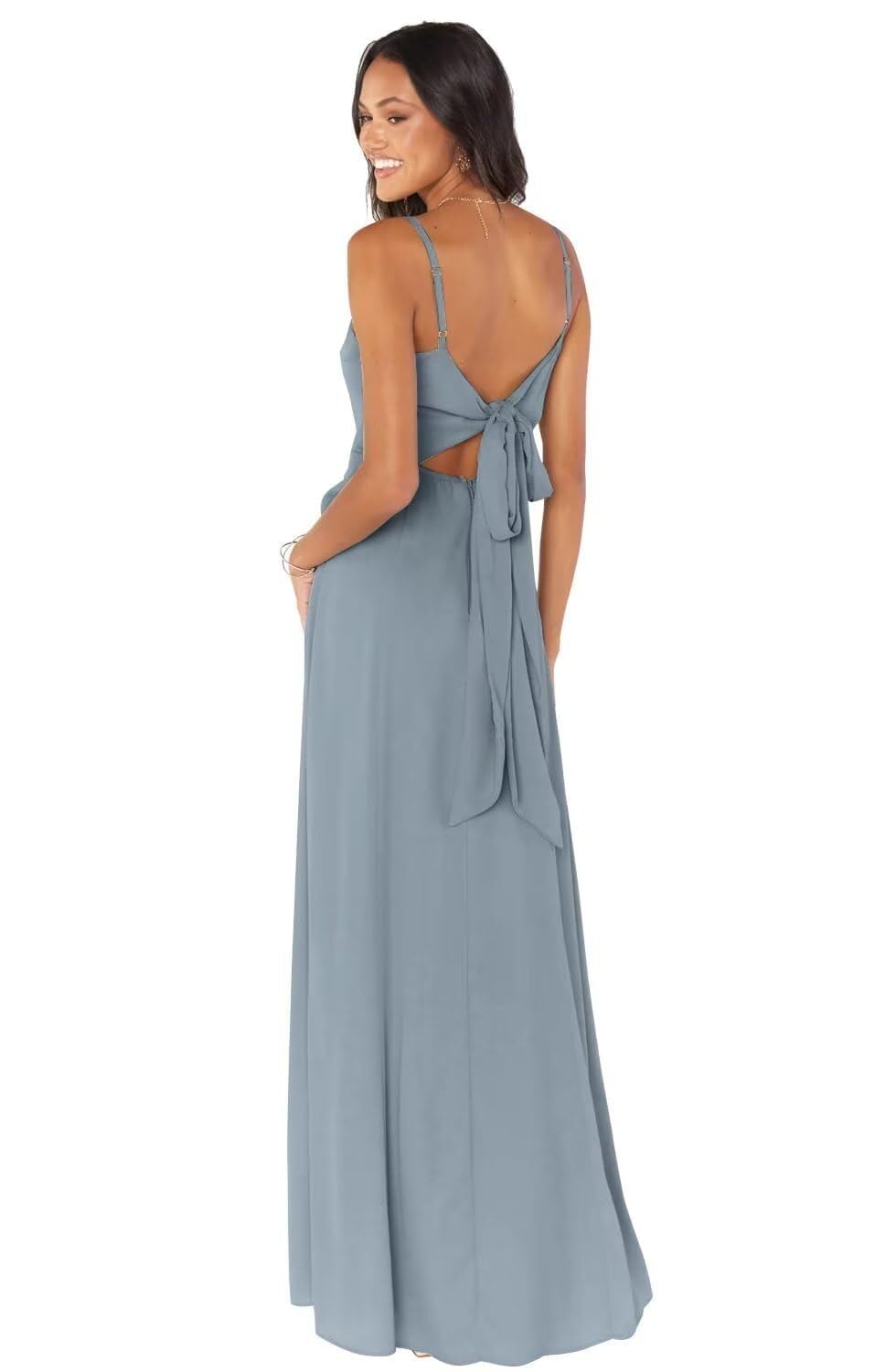 Elegant Spaghetti Strap Chiffon Bridesmaid Dress 2024 | A-Line Long Formal Evening Gown for Wedding, Prom & Special Occasions | Style A918