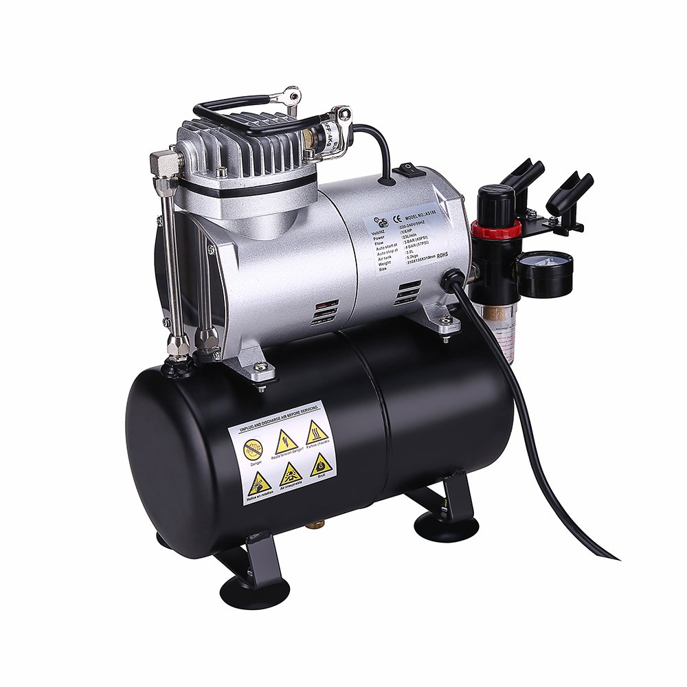 OPHIR 110V Professional Airbrush Compressor with 3L Tank - Quiet Air Compressor Kit for Hobby Model Painting, Tattoo Art, Automotive & Bakery Decorating - Perfect for T-Shirt Airbrushing & DIY Crafts