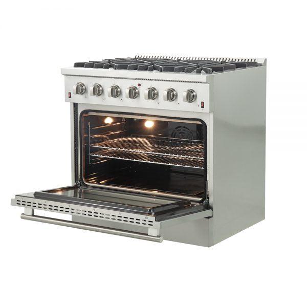 Forno Galiano Gold Professional 36-Inch 5.32 cu.ft Freestanding All Gas Range - FFSGS6244 36 | Premium Stainless Steel Gas Stove for Home Kitchen, Restaurant & Commercial Use