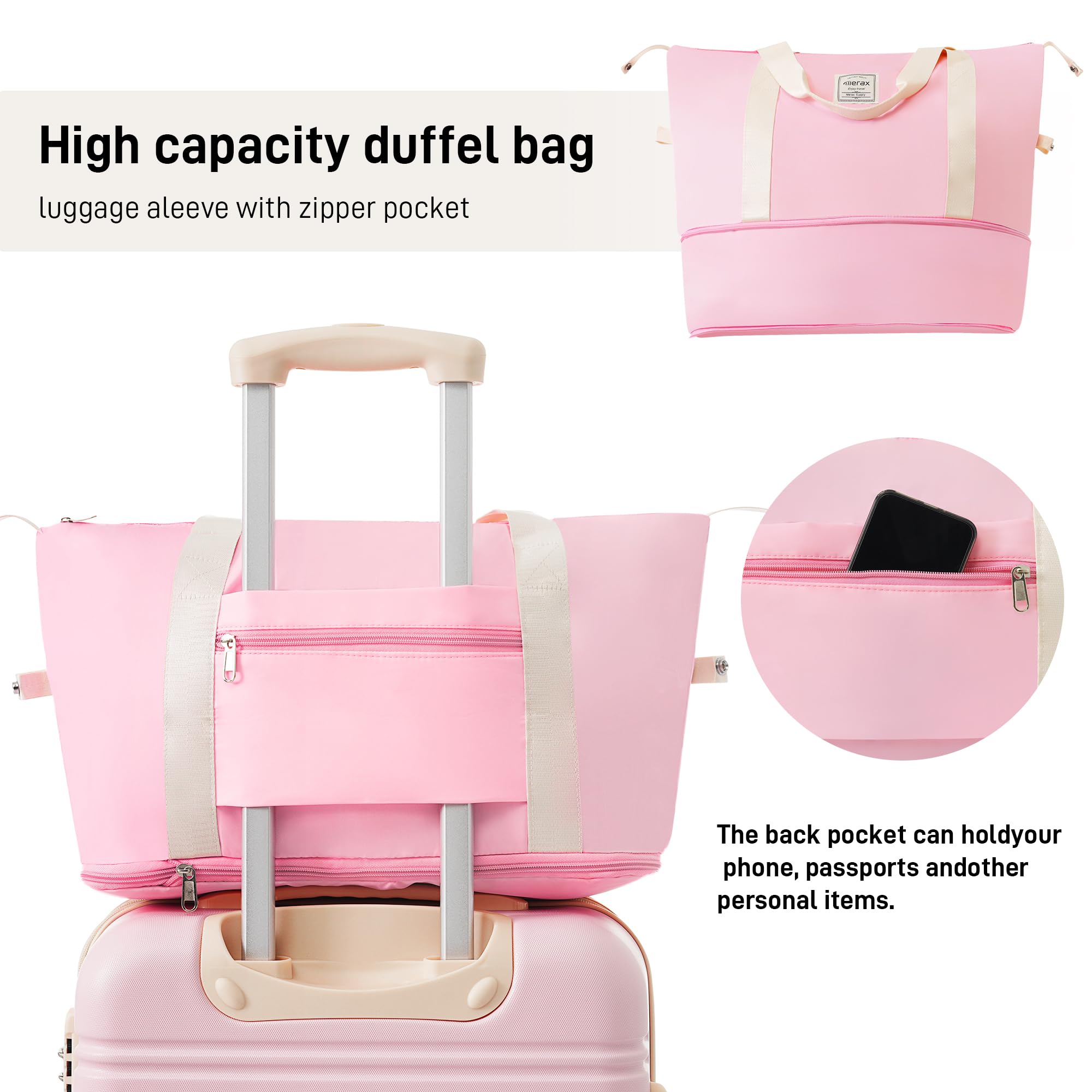Merax 2-Piece Expandable Hardside Luggage Set with Travel Bag & Spinner Wheels (20