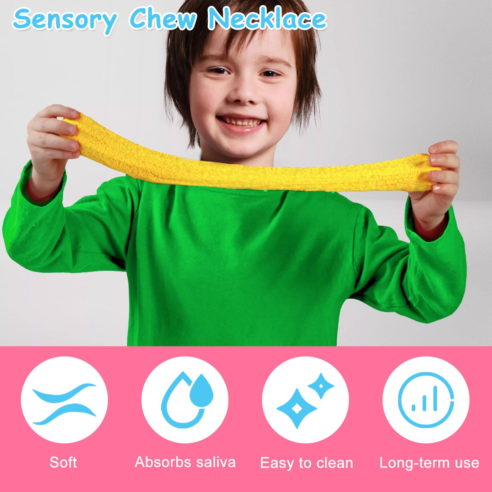 DAWRIS 6 Pack Sensory Chew Toys for Autistic Kids & Adults - BPA-Free Chewable Necklace for Anxiety Relief, ADHD, Autism & Oral Motor Therapy - Perfect for Home, School & Travel Use
