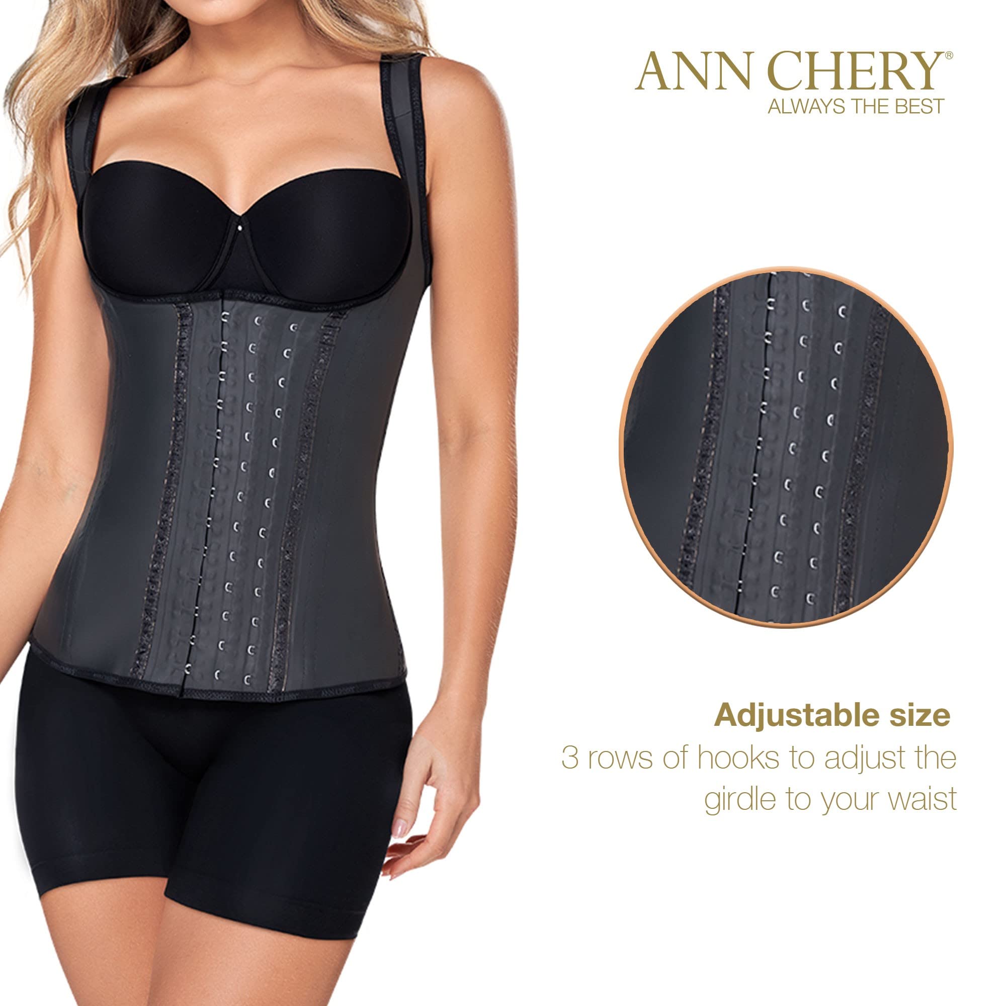 Ann Chery Corset Waist Trainer for Women - Colombian Waist Cincher with Straps & 3 Hook Closure - Body Shaper for Weight Loss & Tummy Control - Perfect for Workouts, Postpartum & Everyday Wear