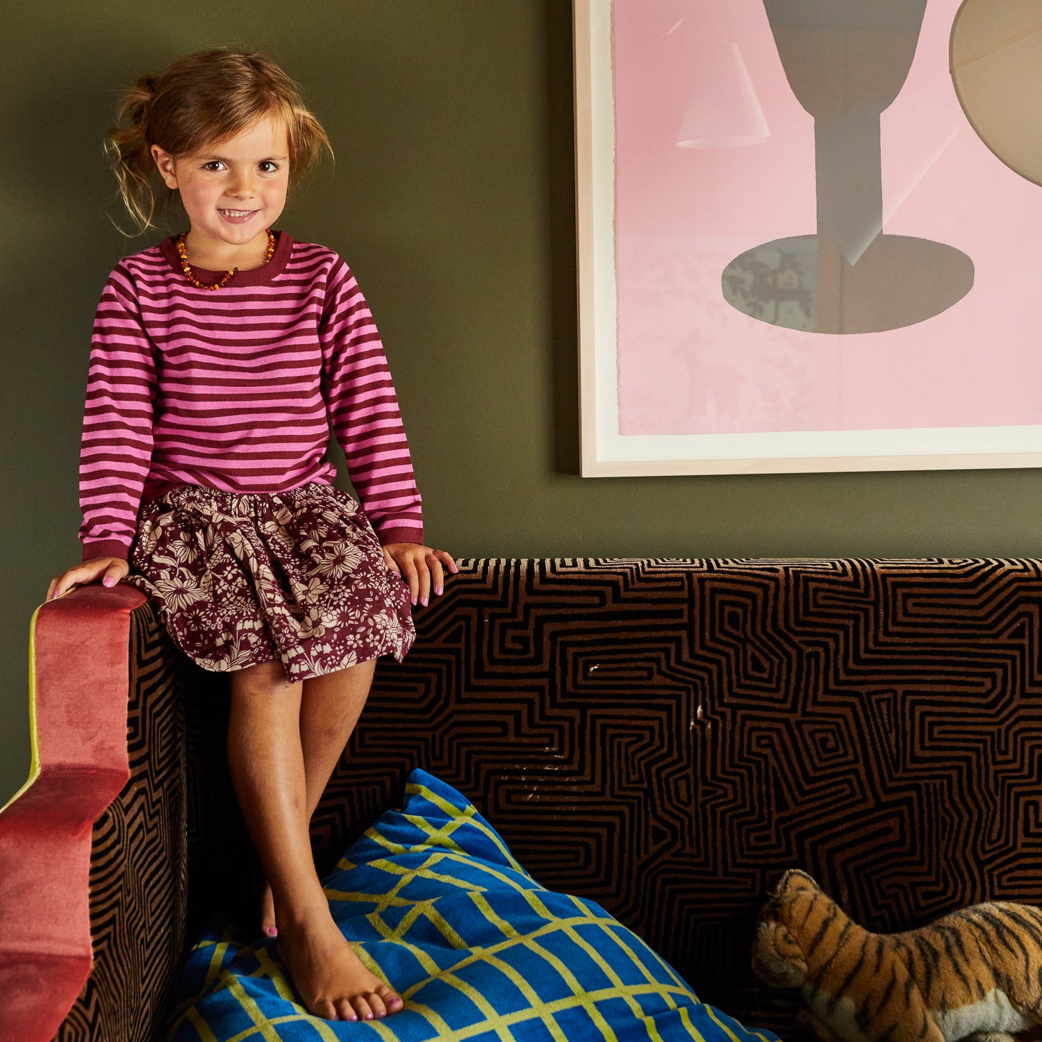 Evette Girls' Floral Print Skirt - Mahogany Brown for Toddler & Kids | Perfect for School, Playdates & Special Occasions