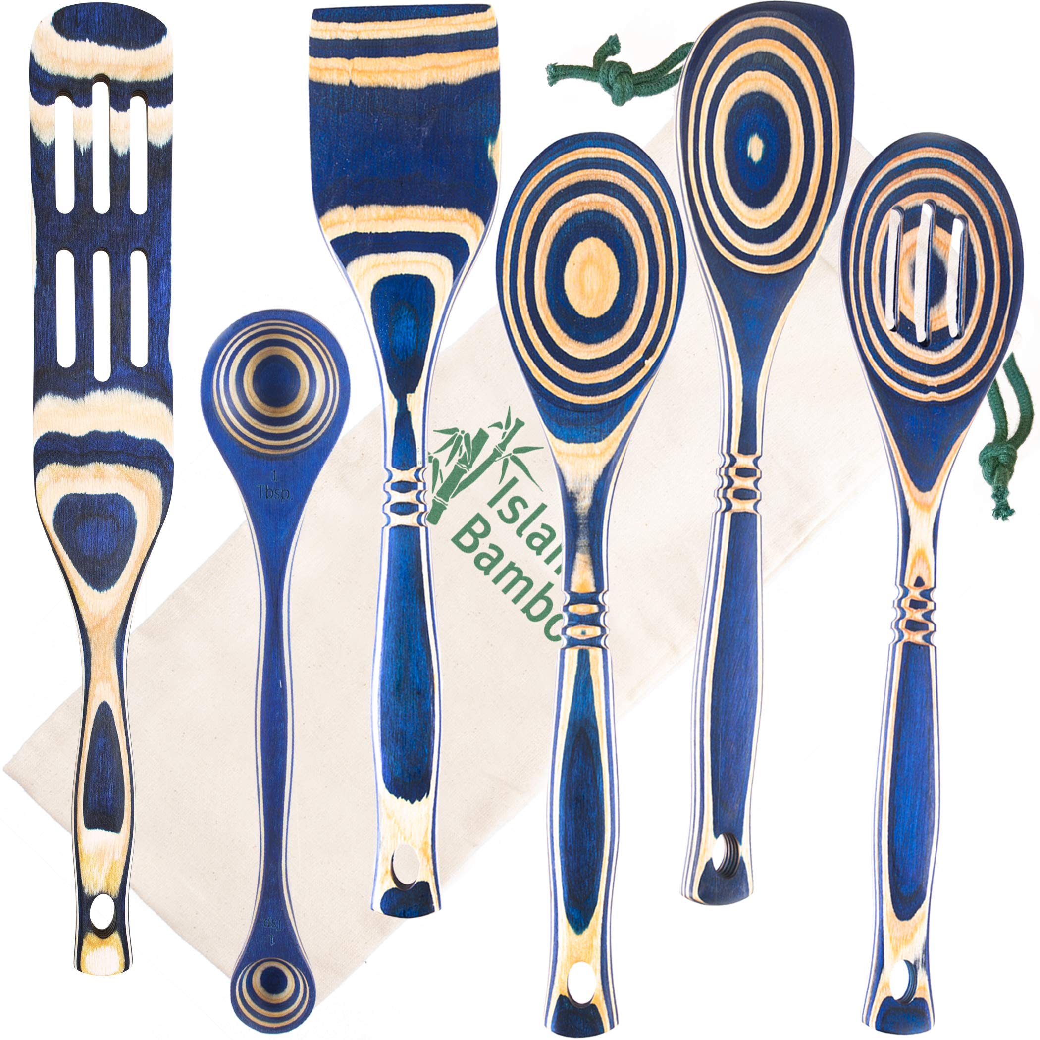 Pakkawood 6-Piece Kitchen Utensil Set - Heat Resistant & Non-Stick Spoons, Spatula & Measuring Spoons (13