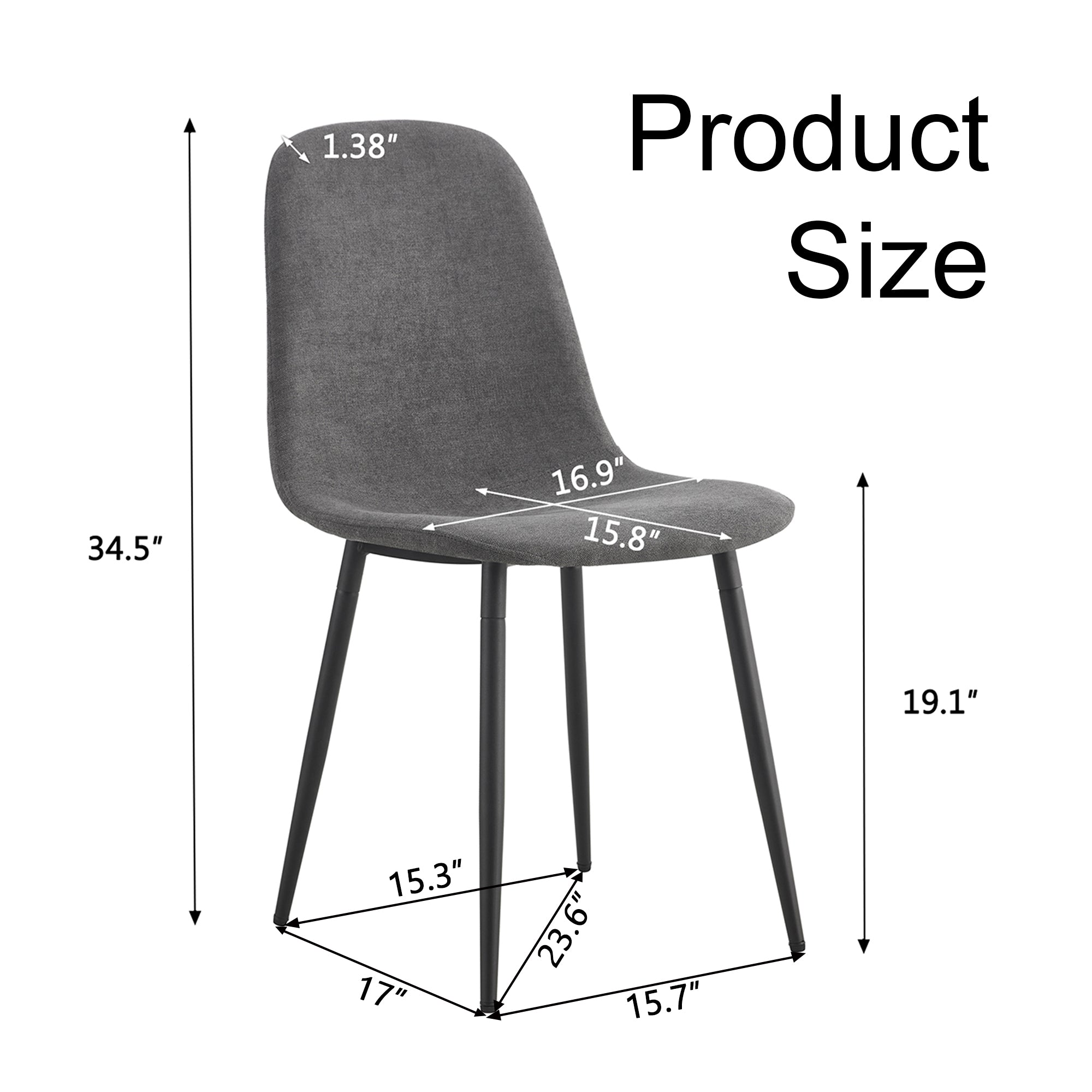 Premium 6-Piece Dark Gray Linen Cotton Dining Chair Set - Comfortable Integrated Seat & Backrest, Modern Home Decor for Kitchen, Dining Room & Office