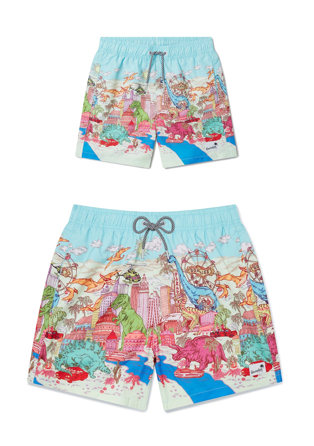Dino Takeover Swim Shorts for Men & Boys - Matching Father & Son Swimwear Set for Beach, Pool & Summer Vacations