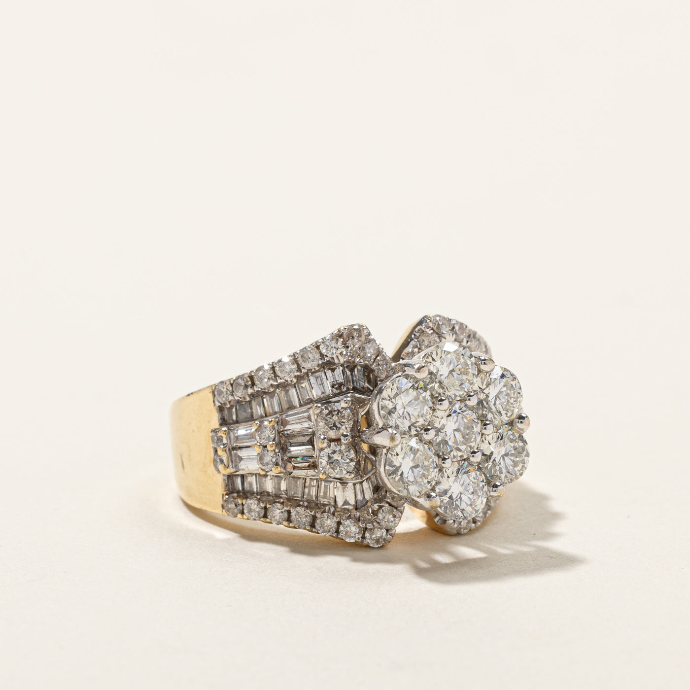 2.30ctw High Set Cluster Diamond Ring - Size 6.75 | Elegant Engagement, Wedding & Anniversary Jewelry Gift for Women
