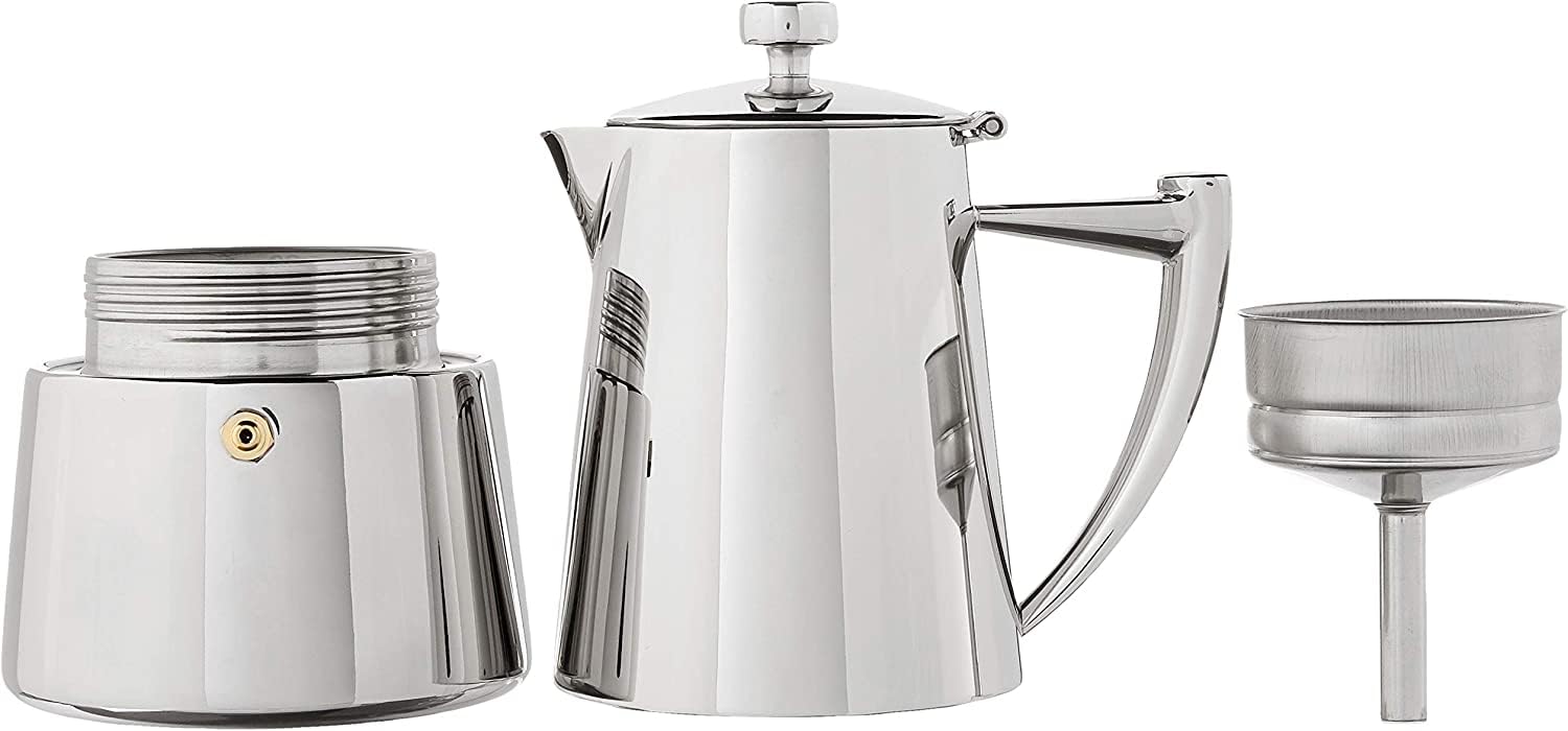Cuisinox Roma 6-Cup Stainless Steel Stovetop Moka Pot - Italian Espresso Maker for Home & Office - Perfect for Brewing Rich Coffee on Gas, Electric & Induction Stoves