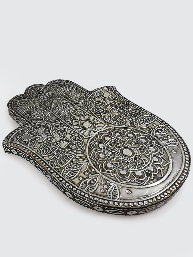 Namaste Hamsa Hand Embossed Incense Ash Catcher Holder - Spiritual Decor for Yoga Meditation & Home Altar