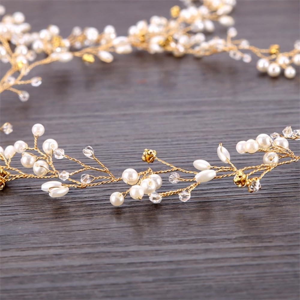 Elegant Crystal Pearl Hair Accessories for Women & Girls - 50cm Bridal Wedding Hairpieces for Special Occasions & Parties