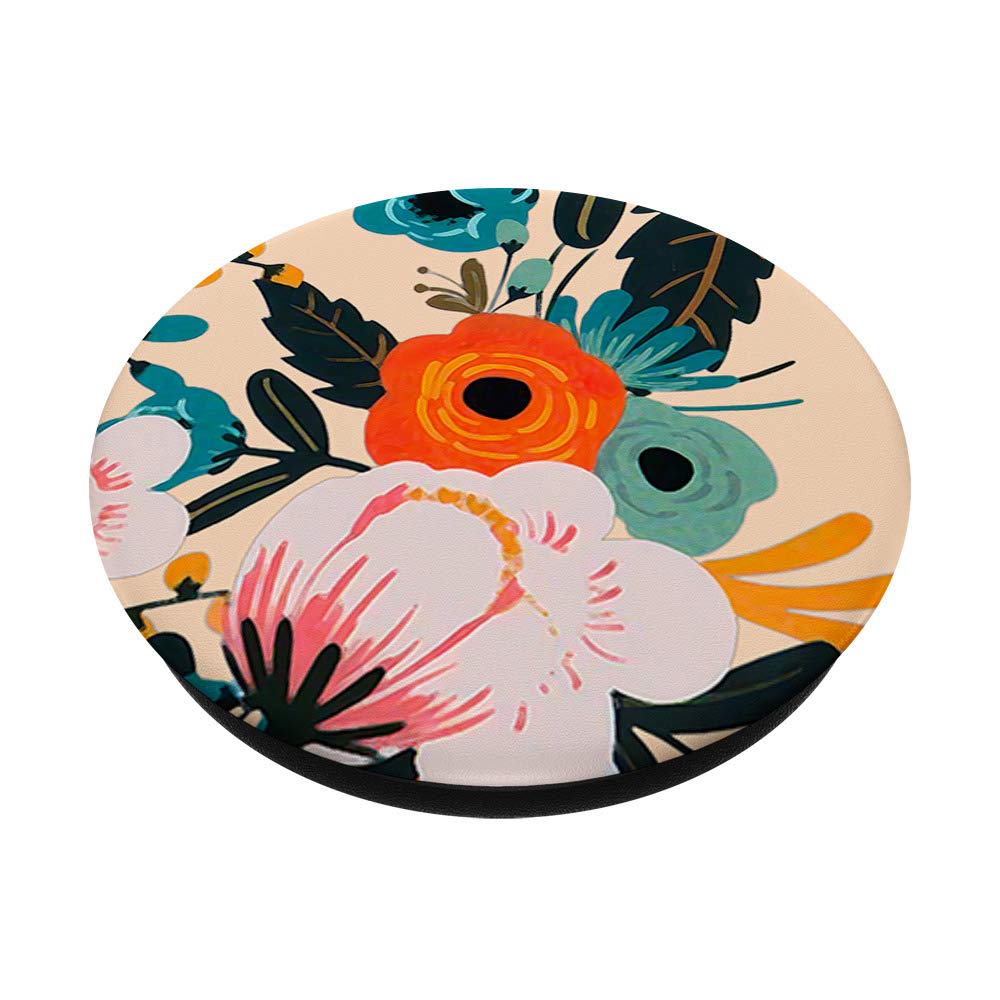 Teal Mint Pink Red Floral PopSocket PopGrip - Swappable Phone & Tablet Grip with Vibrant Flower Design for Stylish Everyday Use