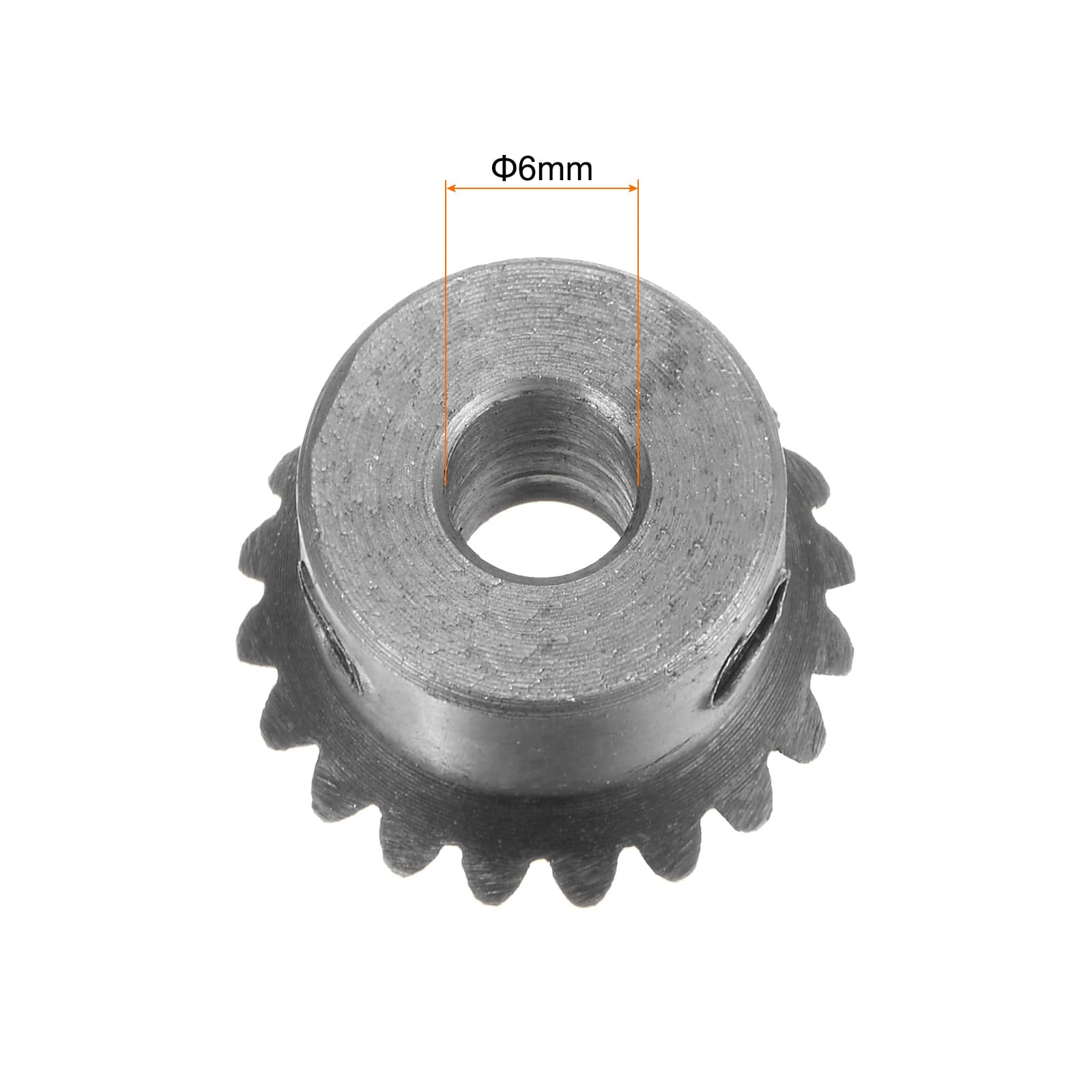 HARFINGTON 2pcs 1M 20 Teeth Bevel Gear Set - 6mm Shaft Hole 1:1 Ratio 45# Steel 90 Degree Tapered Pinion Gears for Mechanical Hardware & DIY Projects - Perfect for Robotics, RC Cars, and Industrial Machinery Applications