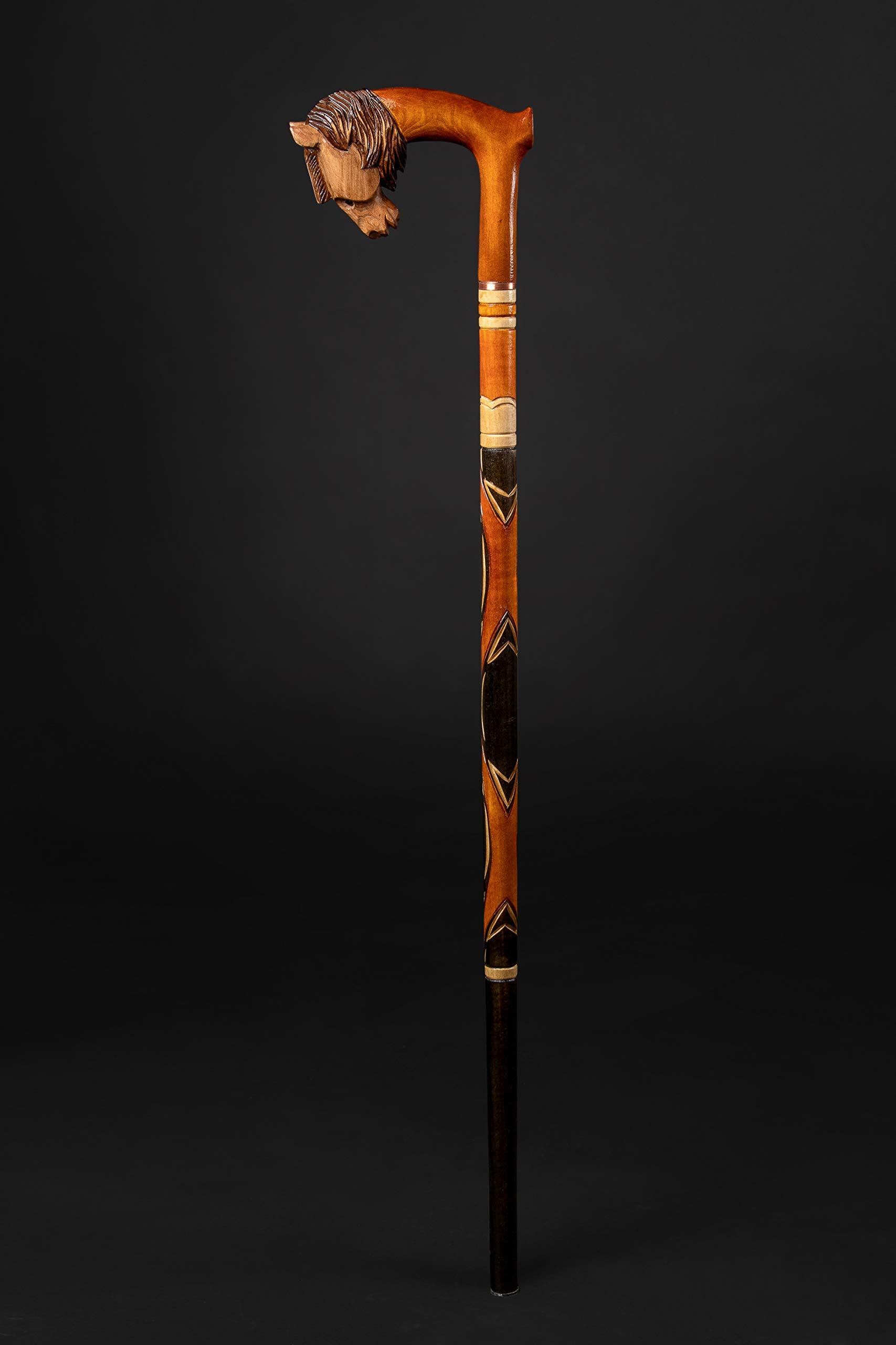 Hand Carved Wooden Walking Cane - Handmade Riding Horse Design Walking Stick for Men & Women - Premium Handcrafted Animal Cane for Hiking, Outdoor Adventures & Fashion Accessory