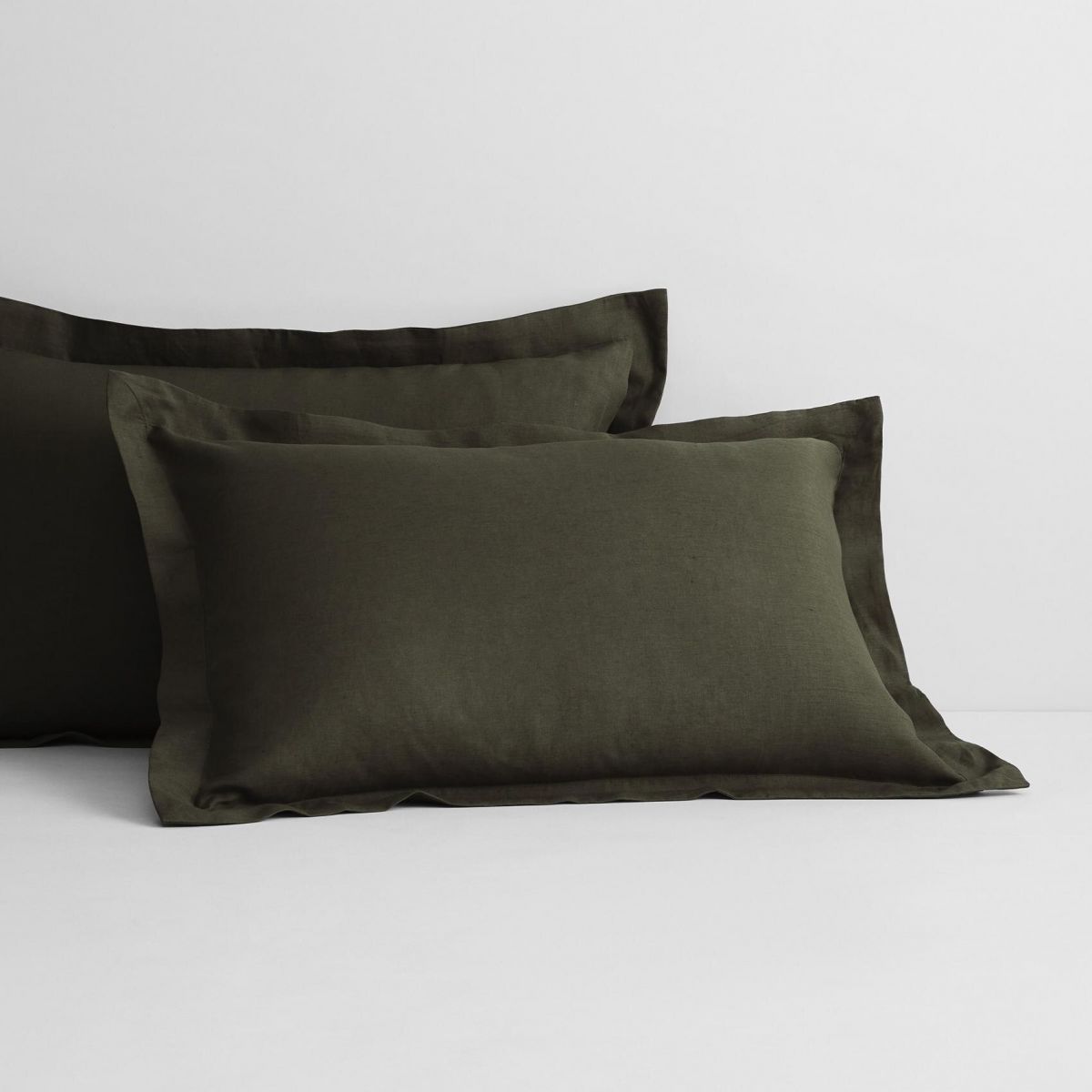 Sheridan Abbotson Olive Linen Tailored Pillowcase Pair - Premium 100% Linen Bedding Set for Modern Bedroom Decor, Perfect for Master Bedroom, Guest Room & Luxury Hotels