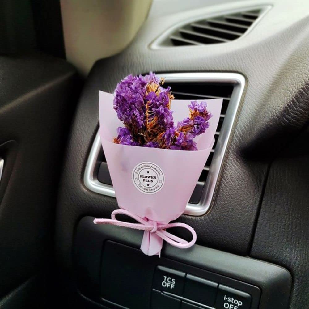 Mini Dried Flower Car Air Freshener Vent Clip - Natural Scented Auto Accessory for Fresh Interior (Purple) | Perfect for Daily Commute & Road Trips