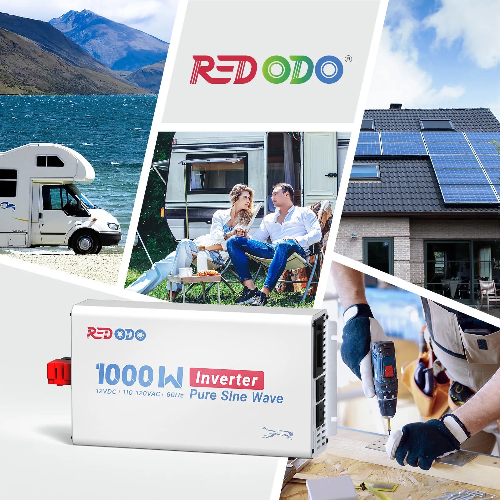 Redodo 1000W Pure Sine Wave Power Inverter with LCD Display - Reliable Backup Power for Home, RV, Camping & Emergency Use