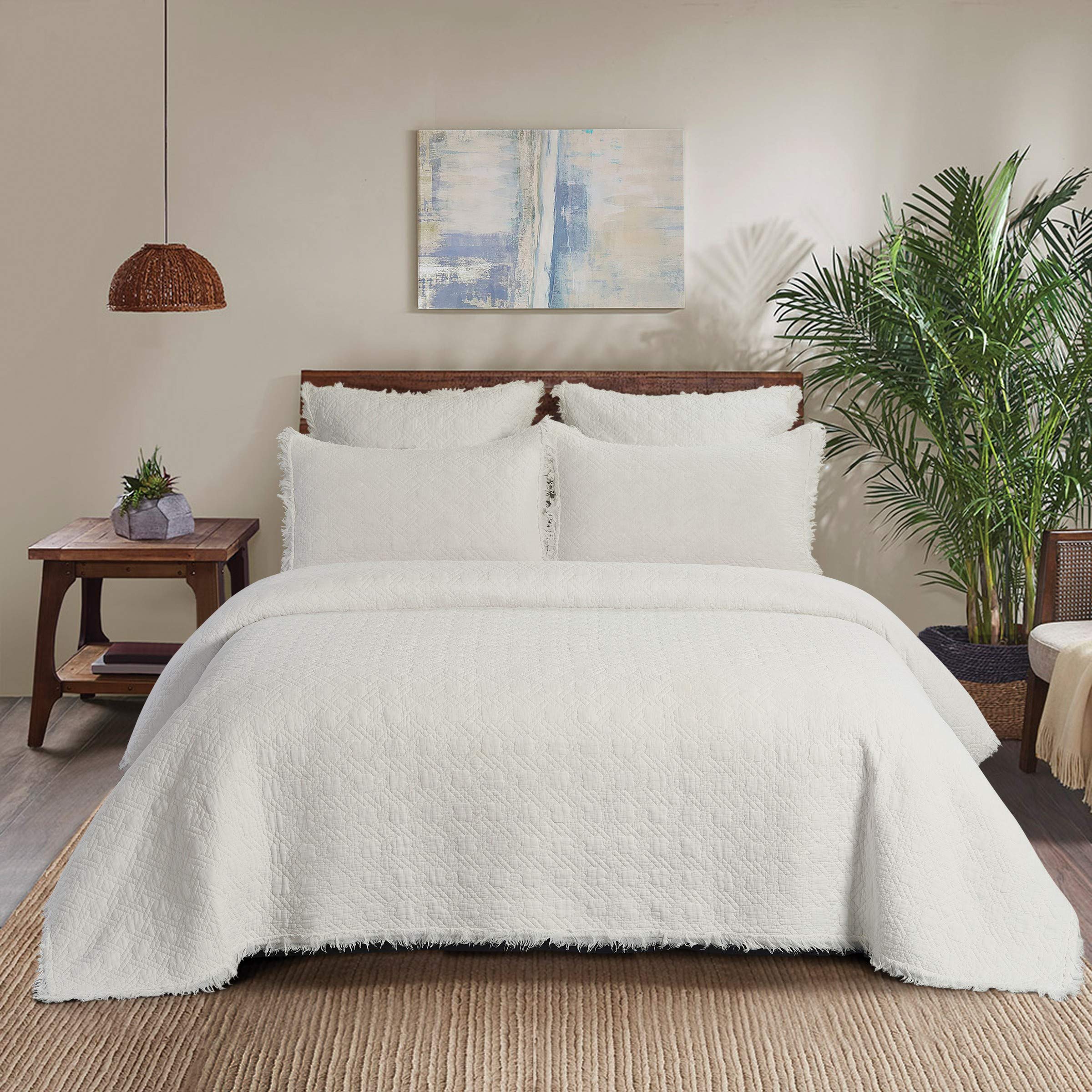 C&F Home White Twin Quilt Set - All-Season Oversized 100% Cotton Solid Bedspread & Sham (2-Piece Set) | Soft Breathable Bedding Coverlet for Guest Rooms, Dorms & Cozy Bedroom Decor