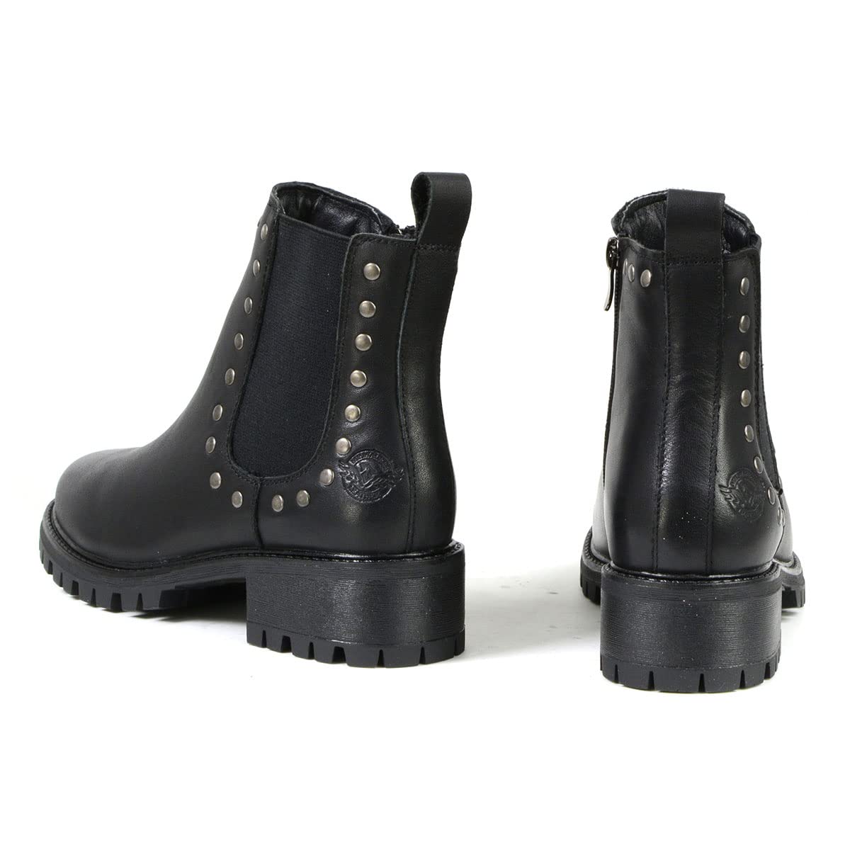 Milwaukee MBL9457 Women's Black Leather Ankle Boots with Rivets - Fashion Booties for Casual Wear & Night Out - Size 8