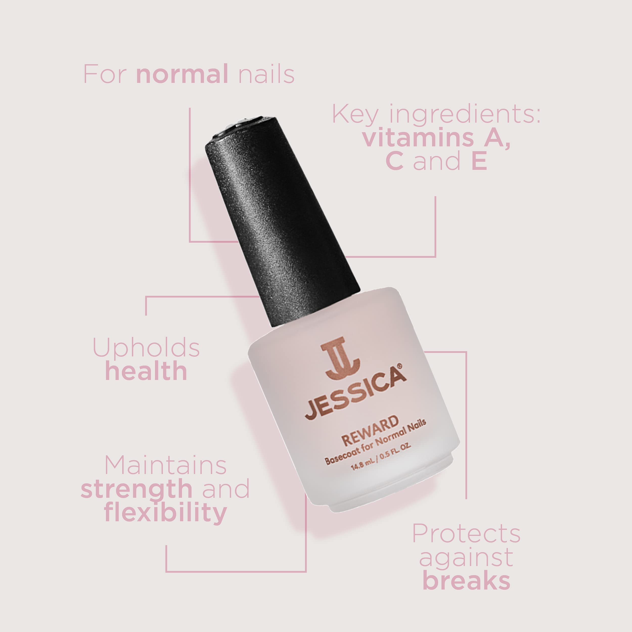 JESSICA Reward Nail Polish Base Coat - 14.8ml for Strong & Healthy Nails - Perfect for Manicures, Salon Use & At-Home Nail Care
