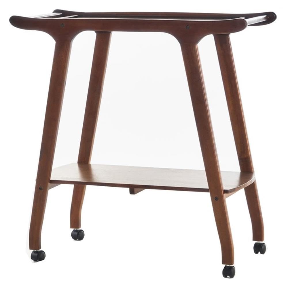 Noble House Cadman Acacia Wood Bar Cart - Indoor Rolling Drink Trolley in Rich Mahogany Finish | Perfect for Home Bar, Living Room, and Party Serving