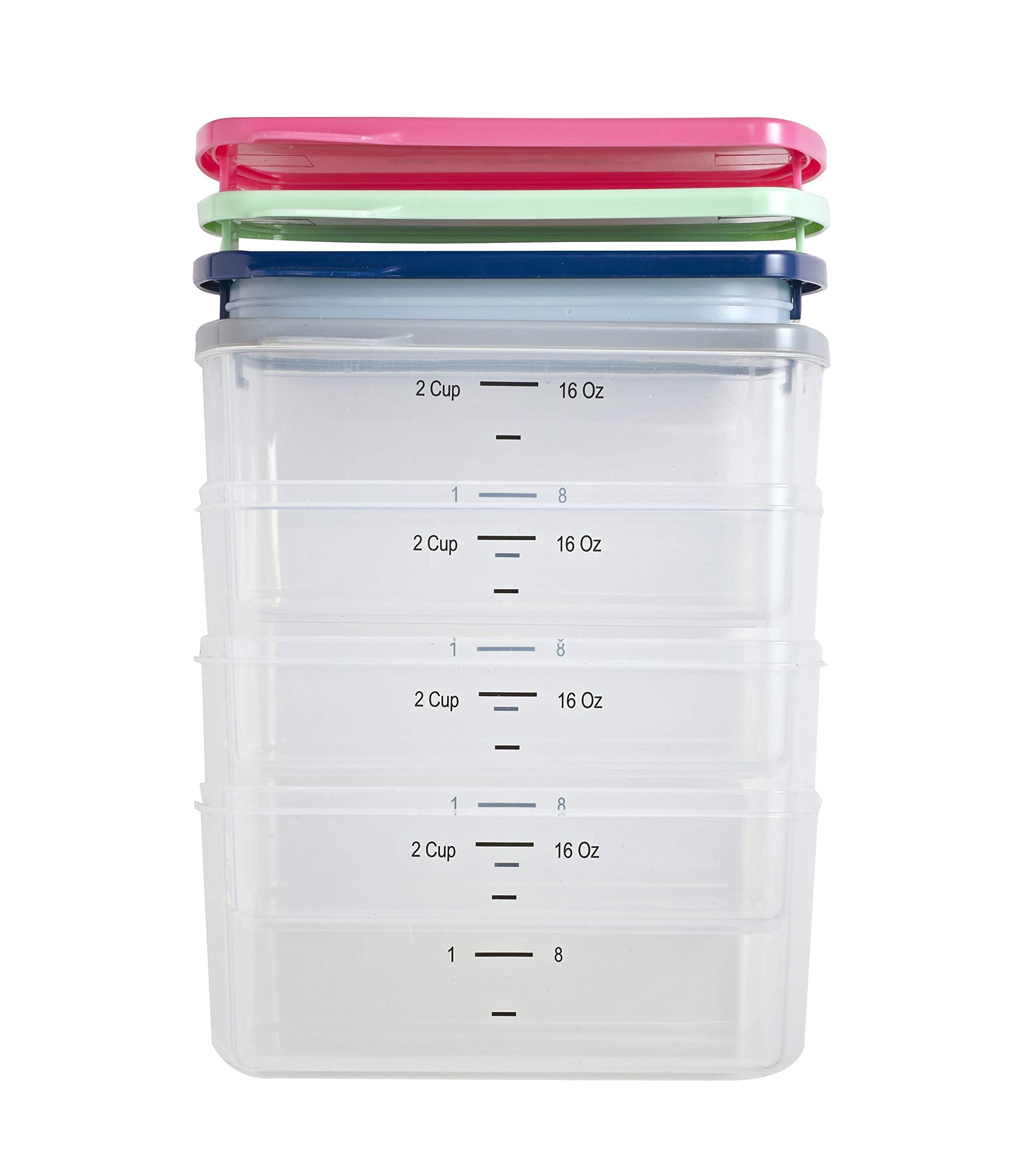 Fit & Fresh 16 oz Small Plastic Food Storage Containers with Lids - 4 Pack Reusable Leakproof Snack Containers for Adults & Kids - Perfect for Salads, Dressings, Condiments & On-the-Go Meals - Includes 2 Attachable Ice Packs for Freshness