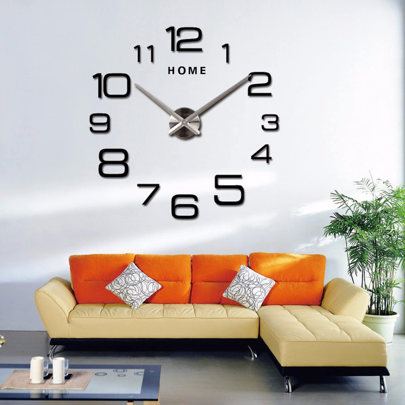 37 Inch Oversized Digital Wall Clock - Large Modern Kitchen Clock with 3D Acrylic Mirror Design - DIY Hanging Wall Sticker for Home & Office Decor - Perfect for Living Room, Bedroom, or Workspace