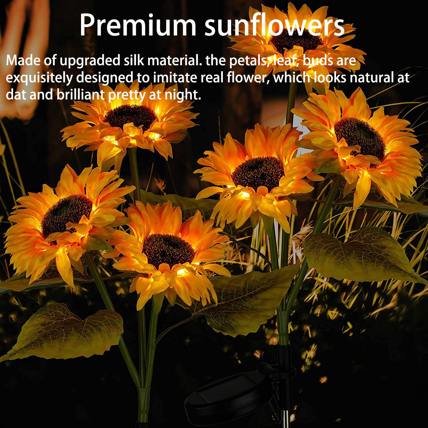 4 Pack Realistic Sunflower Solar Lights Outdoor - Waterproof Solar Garden Decor with Auto On/Off - Perfect for Garden, Patio, Backyard & Pathway Lighting at Night