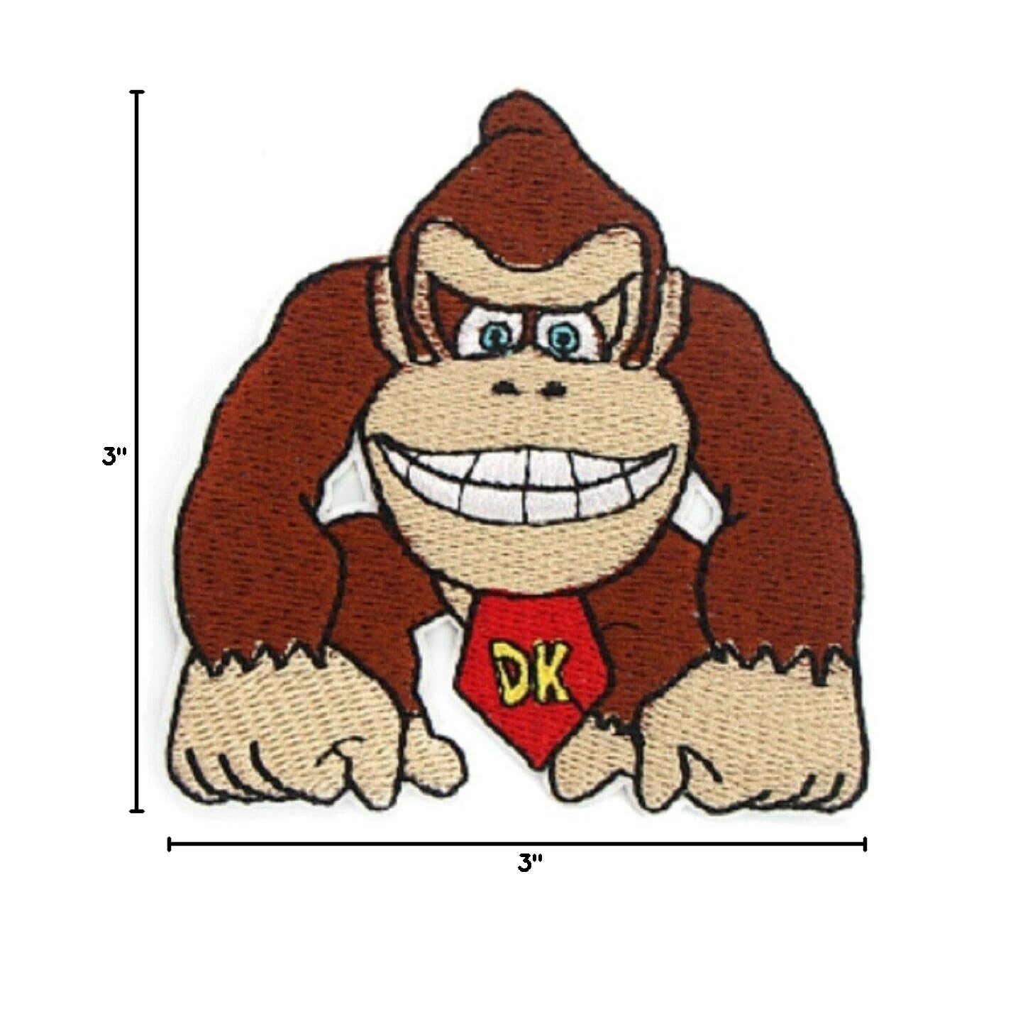 Donkey Kong Embroidered 3-Inch Iron-On Patch for Jackets, Backpacks & DIY Crafts - Video Game Character Applique