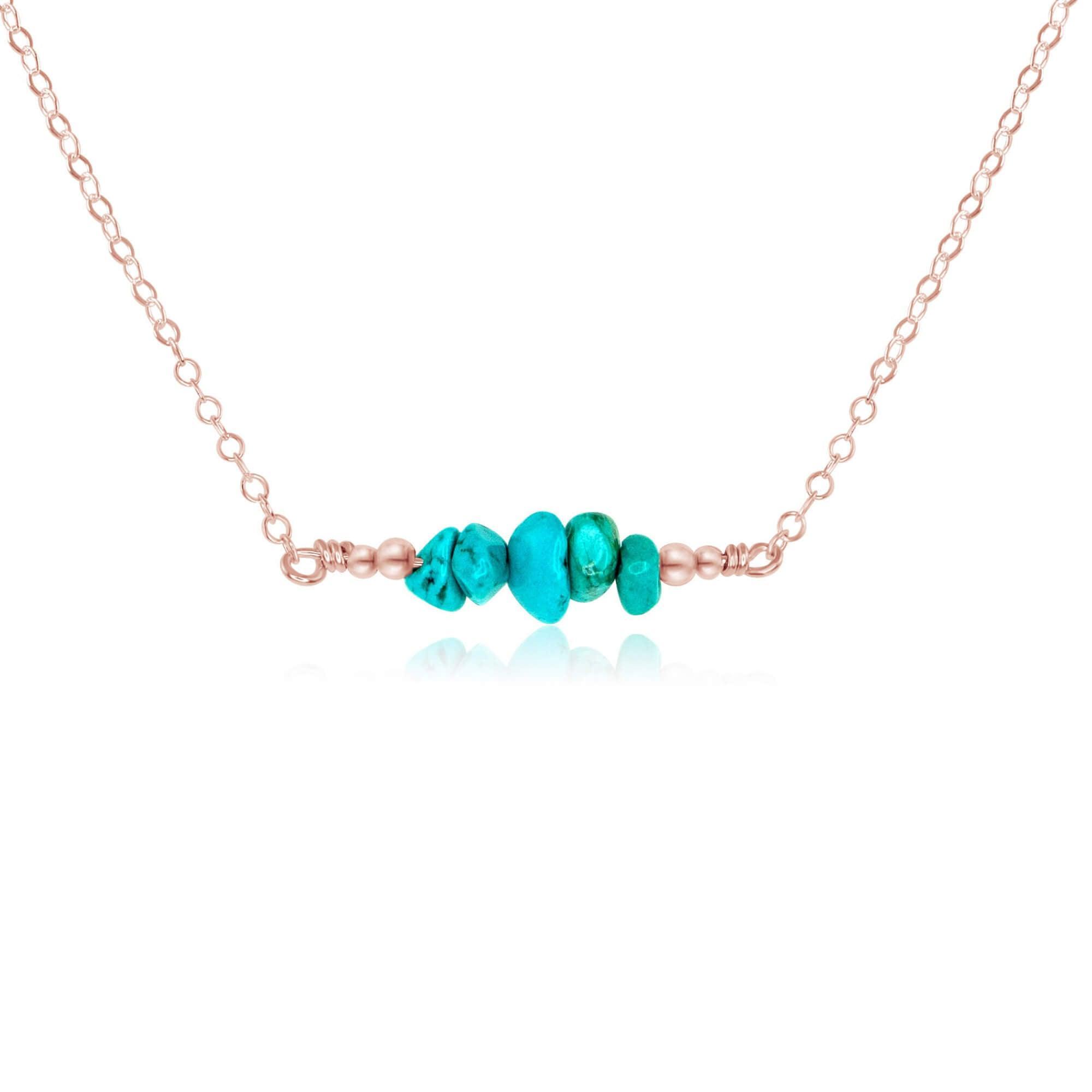 Turquoise Chip Bead Bar Necklace for Women - Handmade Boho Jewelry with Natural Stone - Perfect for Casual Wear, Beach Outfits & Festival Fashion