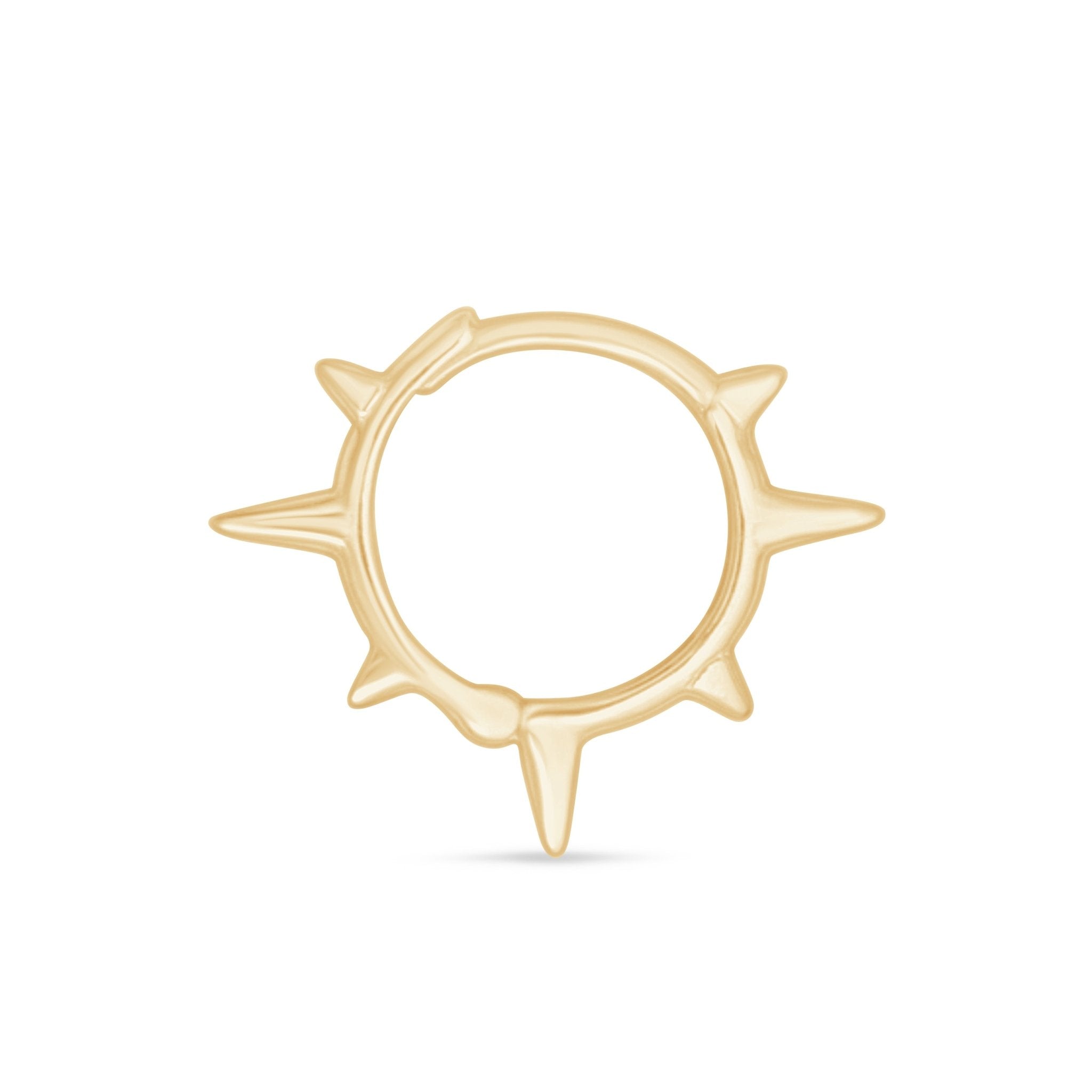 14K Yellow Gold Spiked Huggie Hoop Earrings for Women - Minimalist Punk Jewelry for Everyday Wear & Special Occasions
