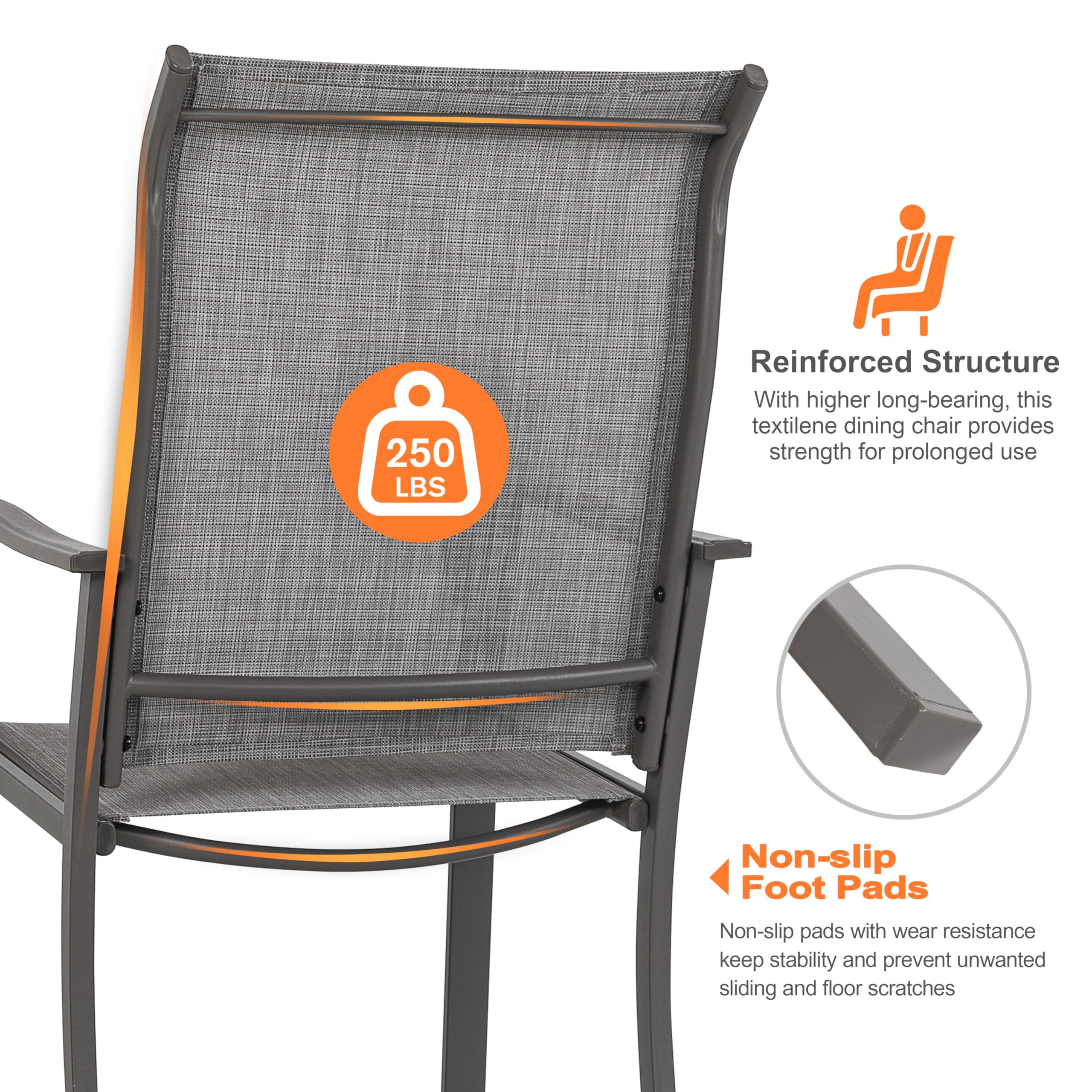 NUU GARDEN 5-Piece Outdoor Patio Dining Set with Square Table & 4 Textilene Chairs - Perfect for Backyard, Garden, Poolside & Outdoor Entertaining | Includes 1.57