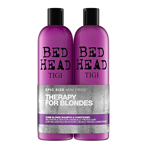 TIGI Bed Head Dumb Blonde Shampoo & Conditioner Set - 25.36 fl oz (2-Pack) for Blonde Hair Care & Color Protection | Perfect for Daily Use & Salon-Quality Results at Home