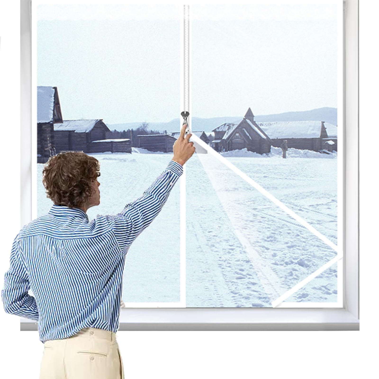 Reusable Thickened Transparent Window Insulation Kit (47x60 inches) - Winter Weatherproofing for Patio, Attic & Home - Energy Saving Thermal Cover for Drafty Windows in Cold Climates