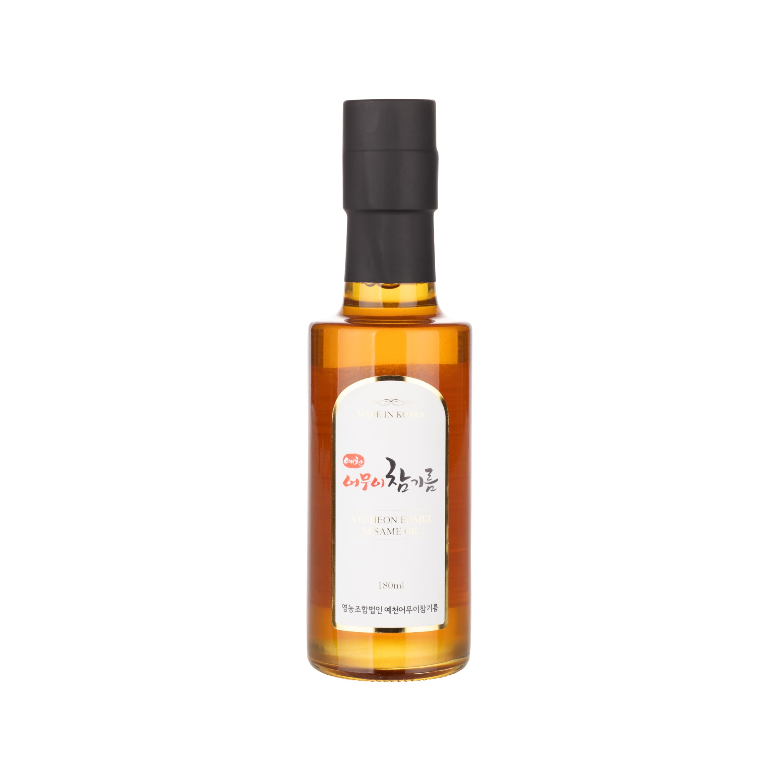 Premium Korean Traditional Sesame Oil - 100% Pure Cold Pressed | 6.08oz (180ml) | Authentic YECHEON OMUI (예천 어무이 참기름) | Perfect for Salad Dressing, Bibimbap & Asian Cooking