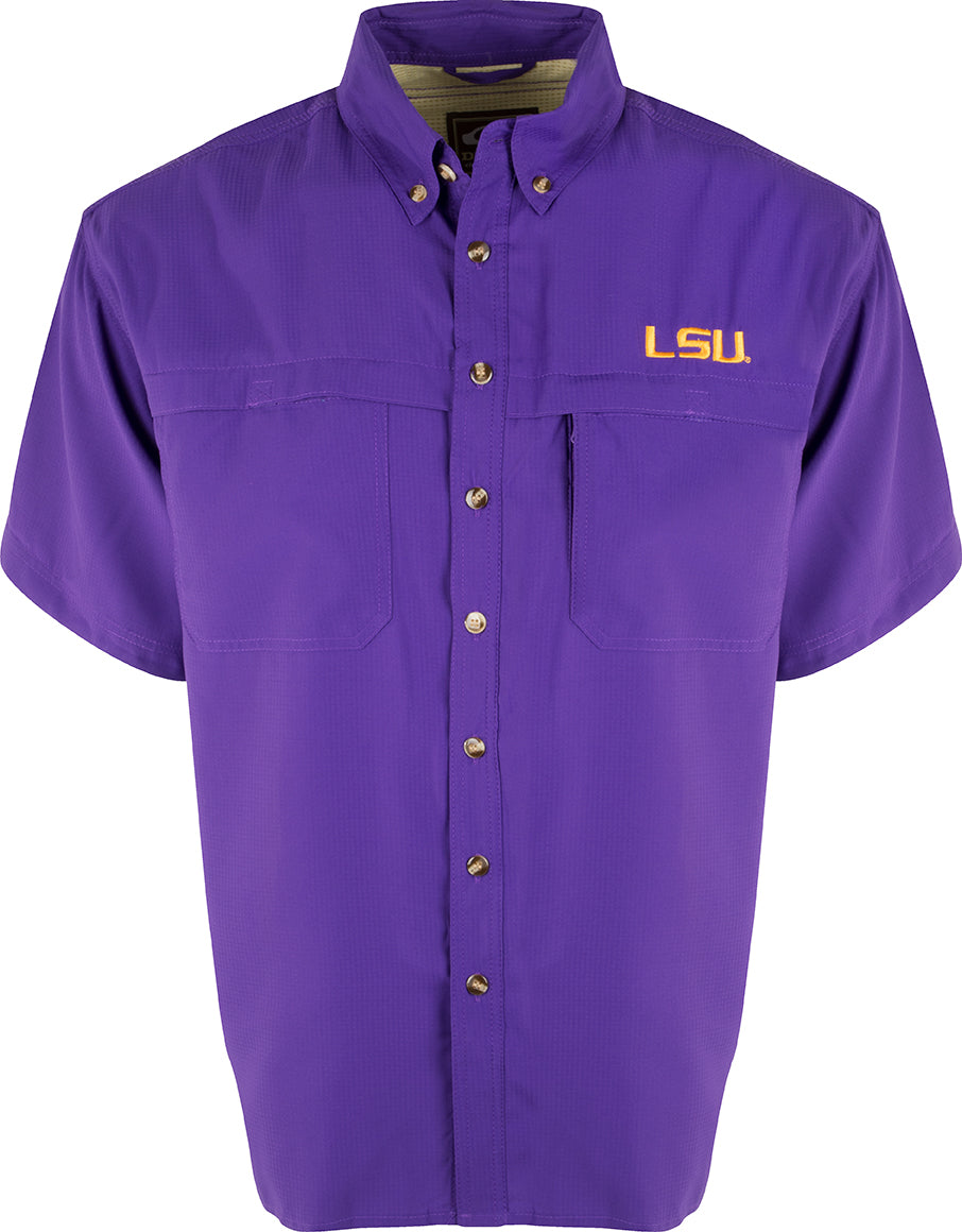 LSU Short Sleeve Mesh Back Flyweight Shirt - Lightweight & Breathable for Sports, Running & Outdoor Activities