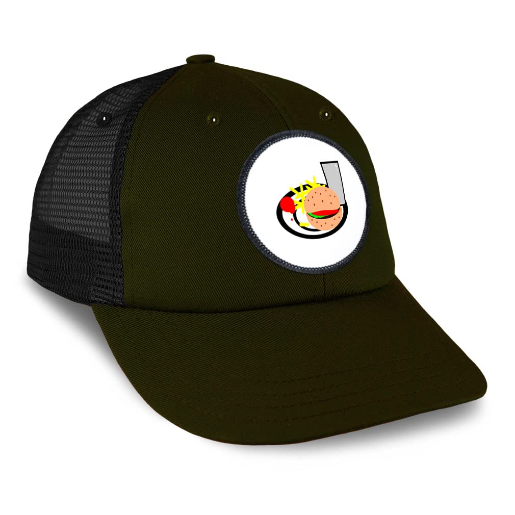 Speedy Pros Patch Hat Trucker Baseball Cap - Vintage Burger & Chip Food Design - Adjustable Snapback for Men & Women - Perfect for Fast Food Lovers, BBQ Parties & Casual Outings
