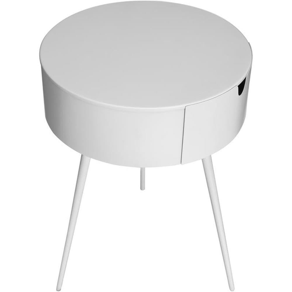 White Metal Nightstand Set of 2 - Modern Bedside Table with Storage Drawer for Bedroom, Living Room & Guest Room - Home Square Furniture