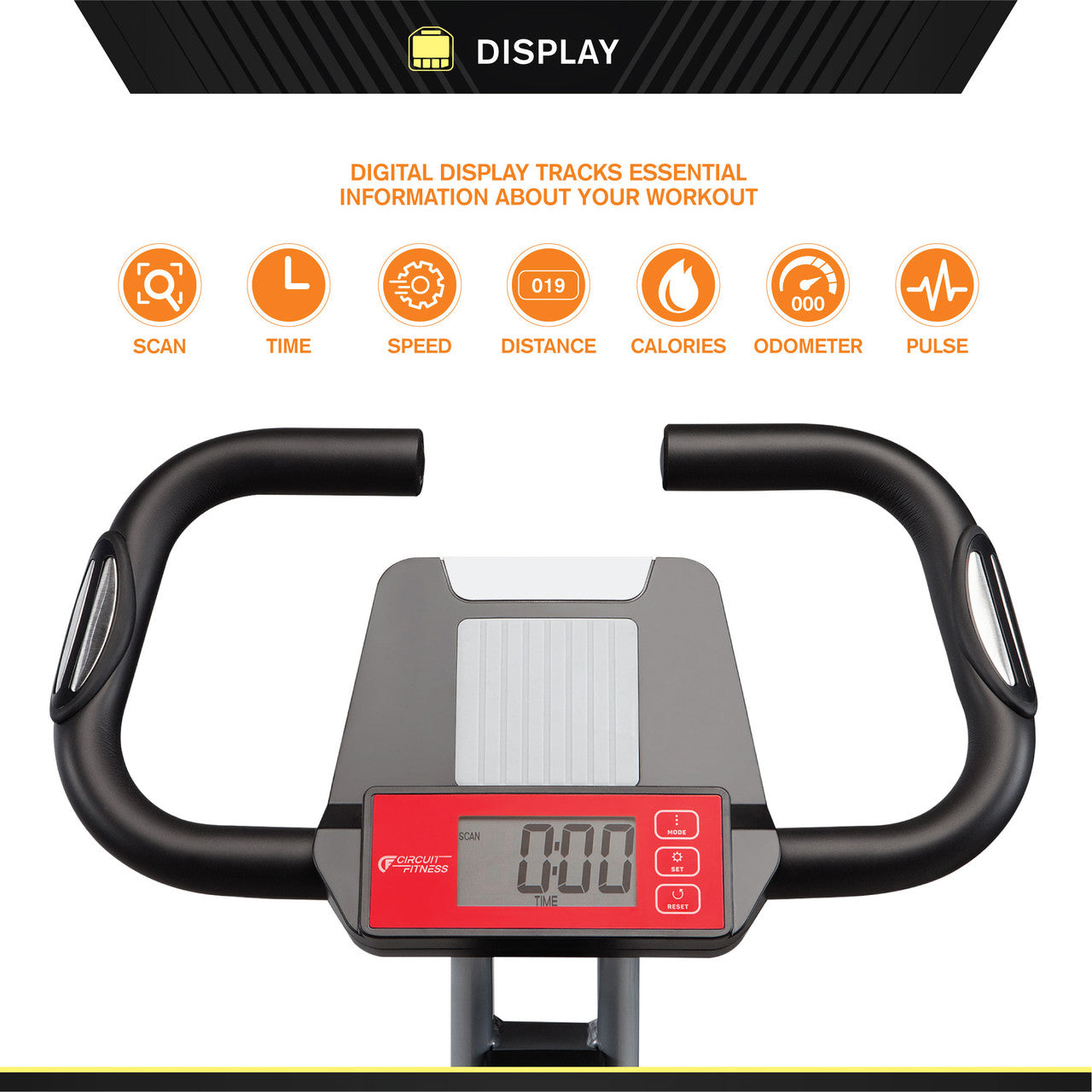 Circuit Fitness AMZ 150BK Folding Upright Exercise Bike with Adjustable Resistance - Perfect for Home Gym, Cardio Workouts & Small Spaces