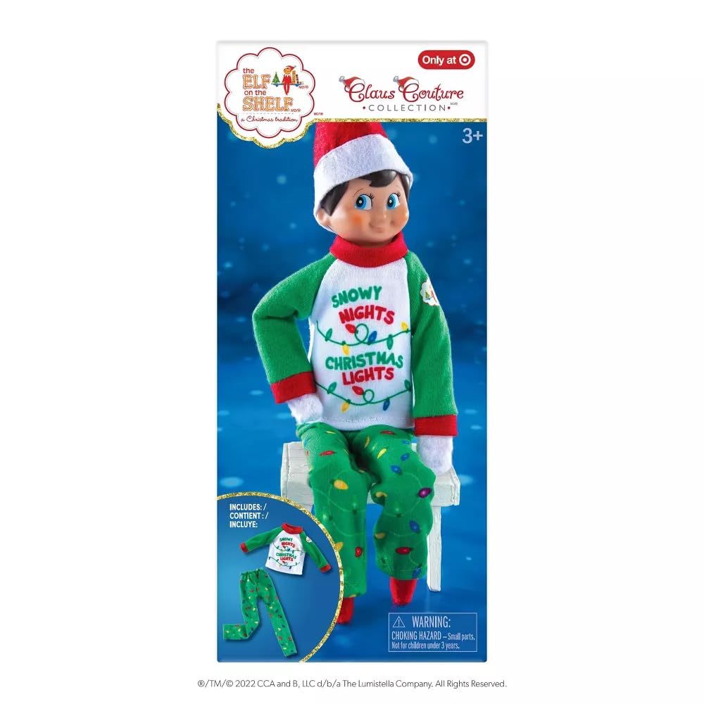 Claus Couture Snowy Night PJs for Elf on The Shelf Doll - Christmas Elf Costume Outfit (Elf Not Included) - Perfect for Holiday Decorations & Festive Family Traditions