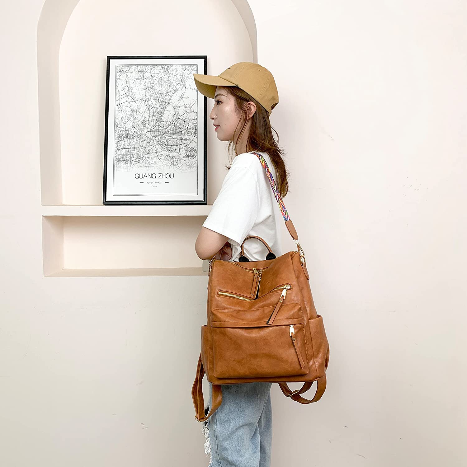 Venomo Unisex Fashion Backpack - Multipurpose Travel Backpack & Shoulder Bag, Durable Polyester Casual Backpack for Men & Women (Tan) - Perfect for Work, School, Hiking & Daily Commute