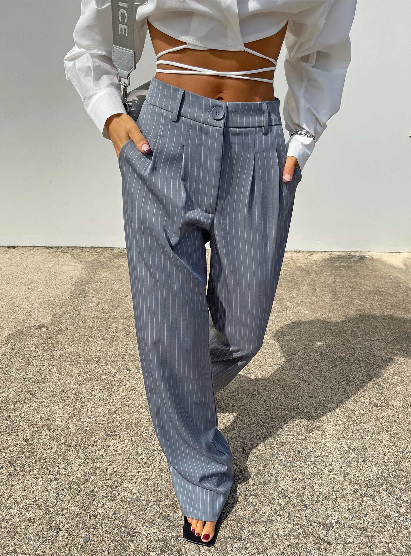 Archer Pinstripe Grey Pants for Men - Stylish Office & Business Casual Trousers for Work & Formal Occasions