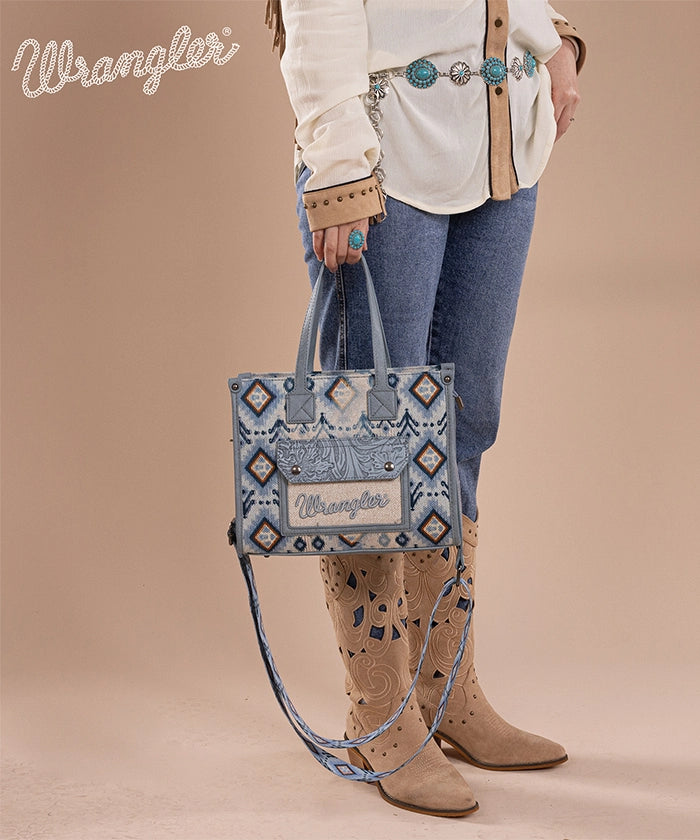 Wrangler Aztec Concealed Carry Canvas Tote Bag Set for Women - Stylish & Durable CCW Purse with Multiple Pockets - Perfect for Travel, Shopping & Everyday Use