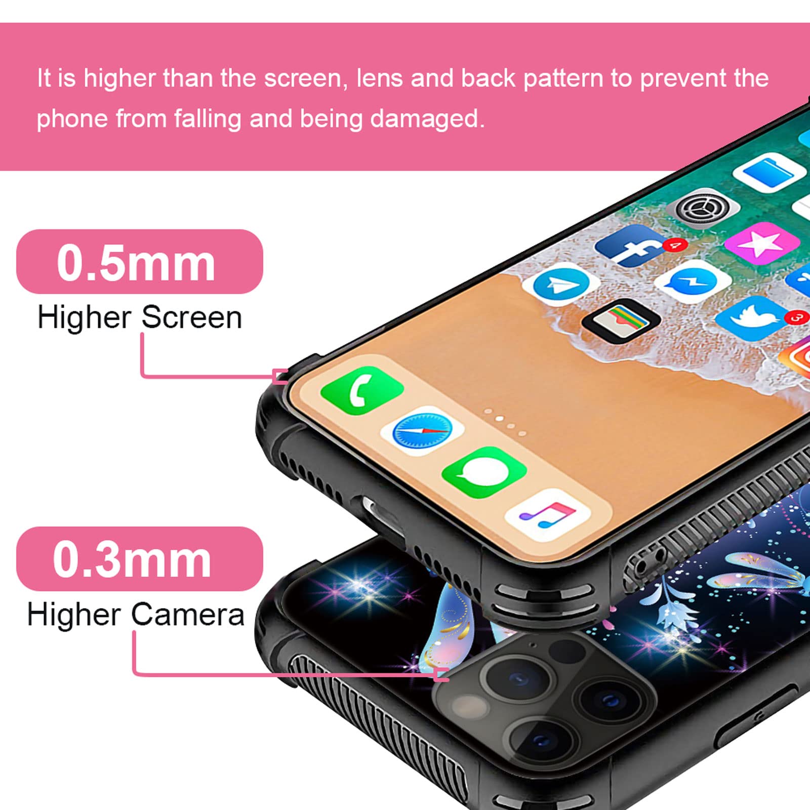 Premium Shockproof iPhone 11 Pro Max Case - Neon Dragonfly Pink Rose Soft TPU Silicone Protective Cover for Girls | Drop Protection, Slim Fit | Perfect for Daily Use, Travel & Outdoor Activities
