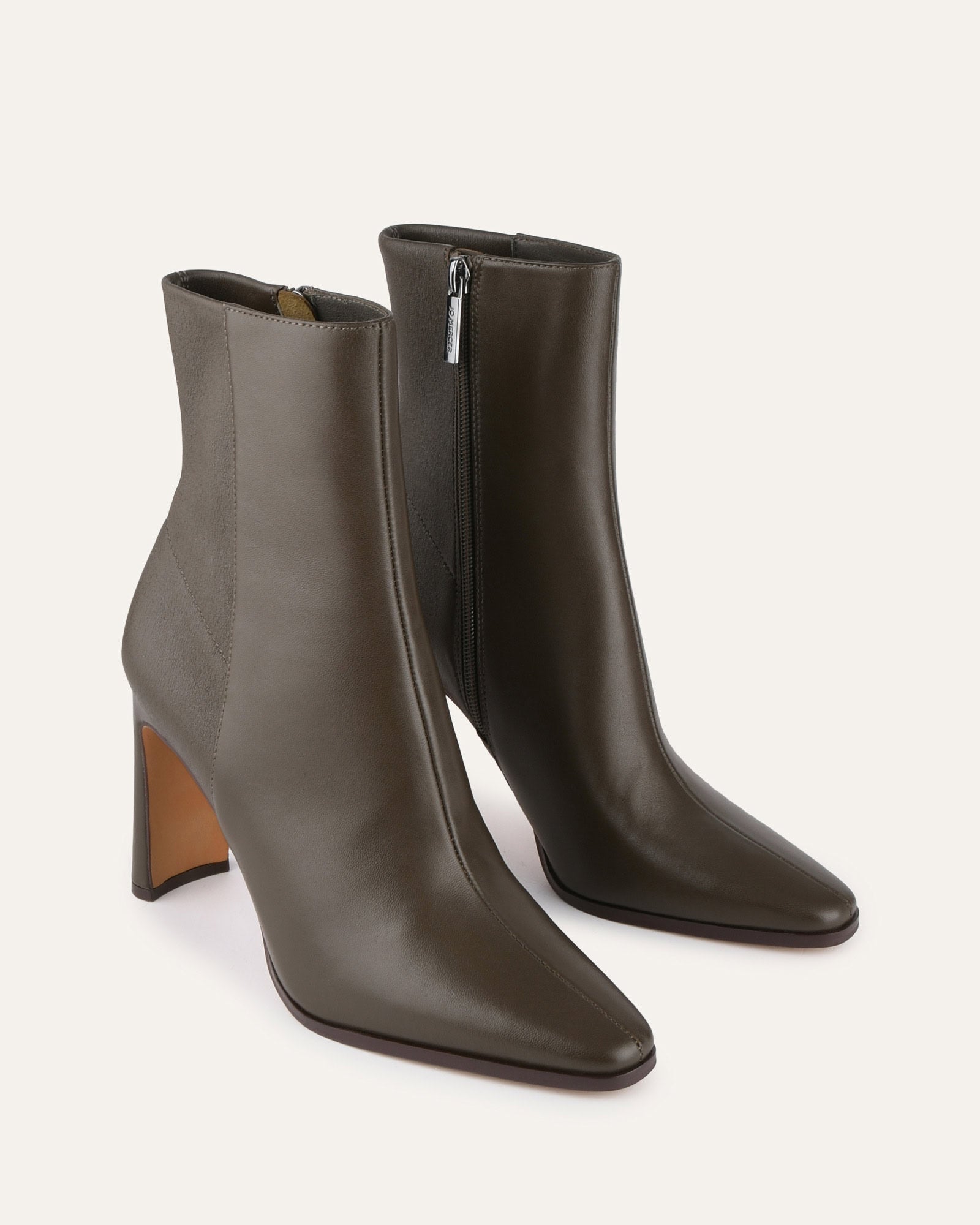 JEMIMA Women's High Ankle Boots - Dark Olive Genuine Leather - Fashionable Winter & Fall Boots for Casual Outfits & Outdoor Activities