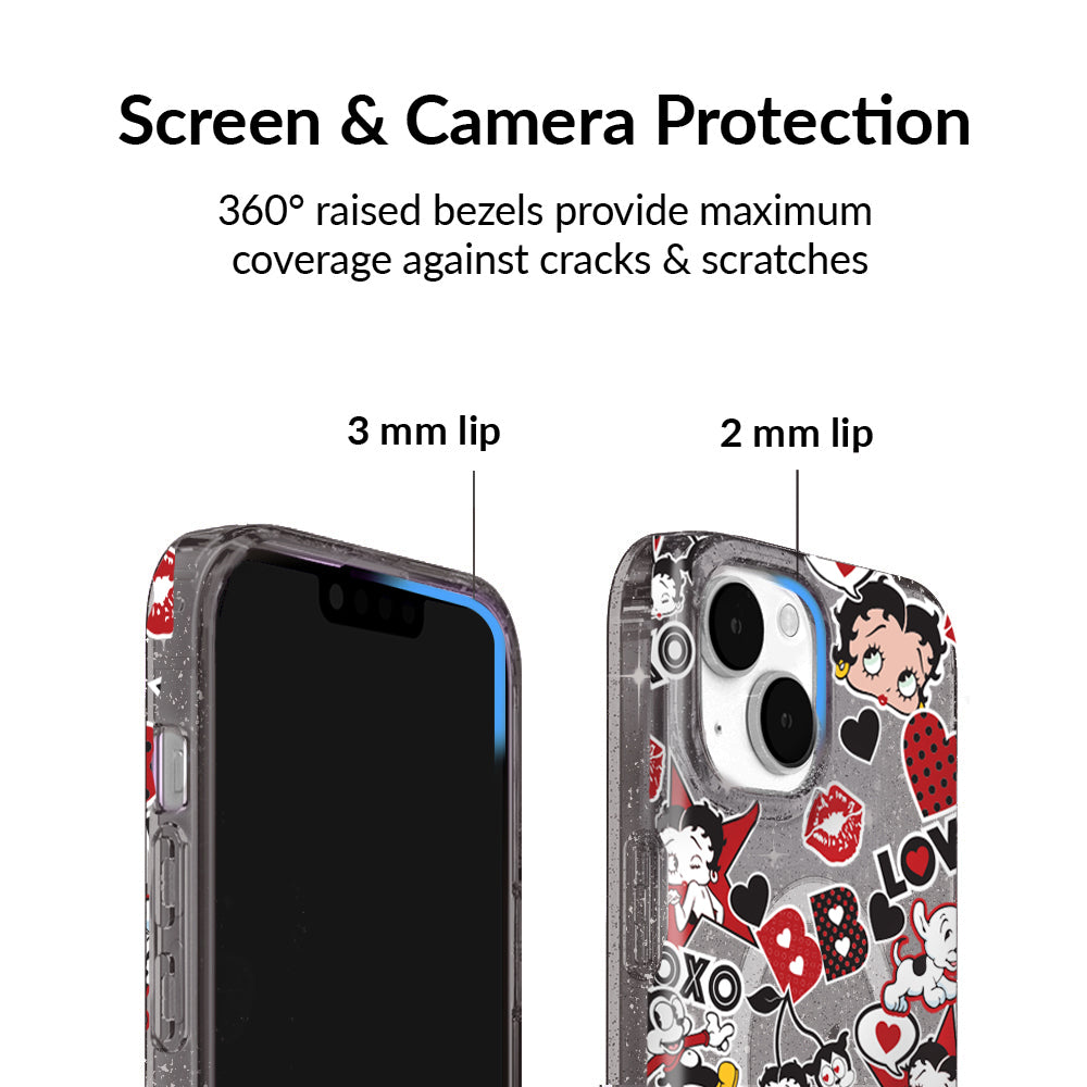 Betty Boop Glitter iPhone Case - Stylish & Protective Phone Cover for iPhone 13/14/15 Pro Max, Sparkly Fashion Accessory - Perfect for Parties, Daily Use & Gift Giving