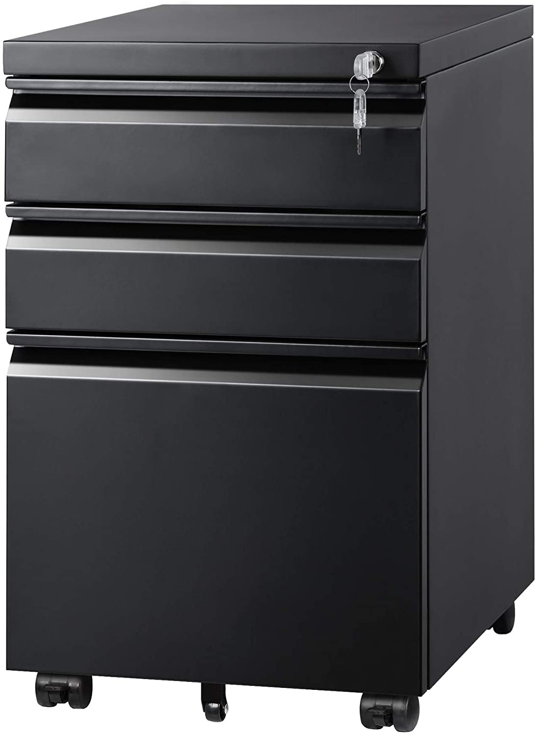 DEVAISE 3-Drawer Mobile File Cabinet - Under Desk Office Storage, Fully Assembled (Excluding Casters), Letter/Legal Size, Black - Perfect for Home Office Organization & Small Business Document Storage