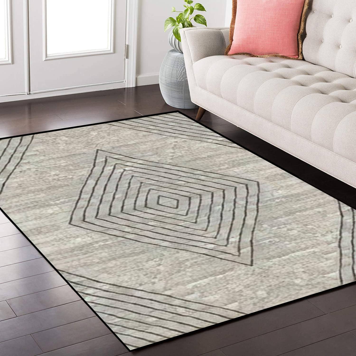 Distressed Woven Non-Slip Area Rugs - Soft Ethnic Design Carpet for Bathmat, Yoga Mat & Floor Decor | Indoor Outdoor Runner Rugs for Living Room, Bedroom, Bathroom & Home Decor | Perfect for Cozy Spaces, Meditation & High-Traffic Areas
