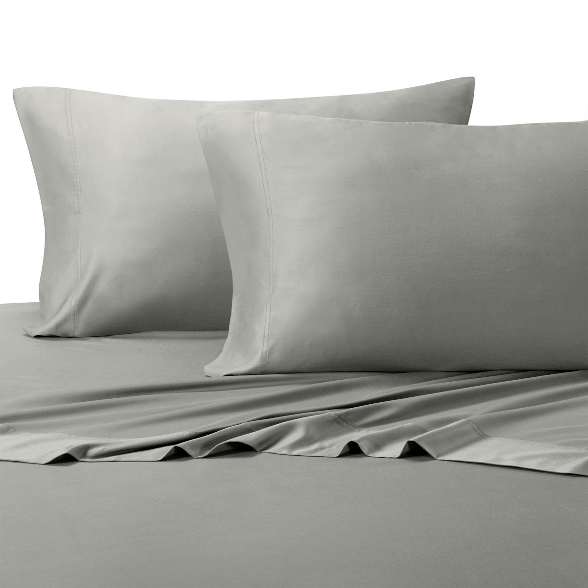 Royal Hotel Bedding 3PC Organic Bamboo Viscose Cooling Sheet Set for Hot Sleepers - Twin XL, Gray - Deep Pocket Fits Mattress Up to 16